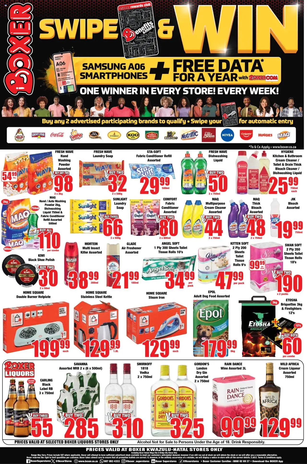 New Boxer catalogue – valid from 22.09.2025 | Page: 12 | Products: Kettle, Gin, Dog food, Dishwashing liquid