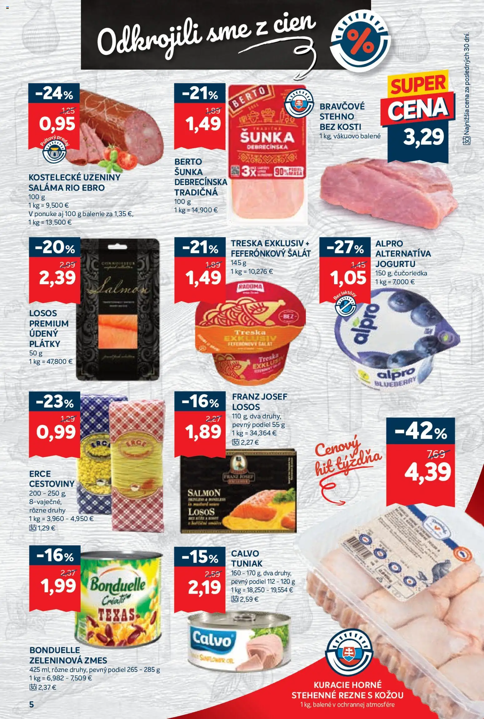 Nové Kraj akcie – leták je platný od 05.03.2026 | Strana: 9 | Produkty: Saláma, Cestoviny, Losos, Alpro