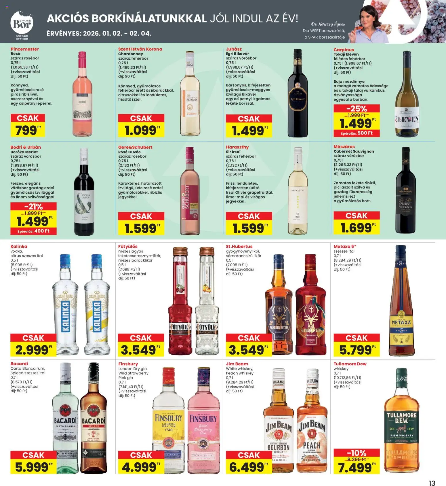 Interspar akciós ujság - amely érvényes a következő dátumtól: 02.01.2026 | Oldal: 13 | Termékek: Metaxa, Whiskey, Gin, Mangó
