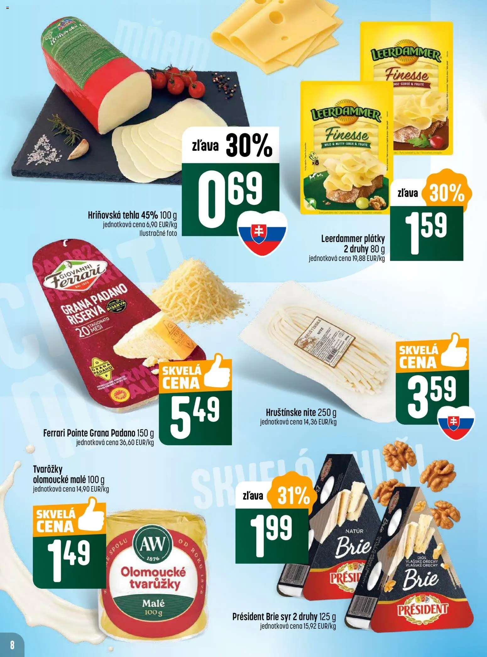 Nové COOP Jednota akcie – leták je platný od 30.10.2025 | Strana: 8 | Produkty: Syr, Orechy, Vlašské orechy