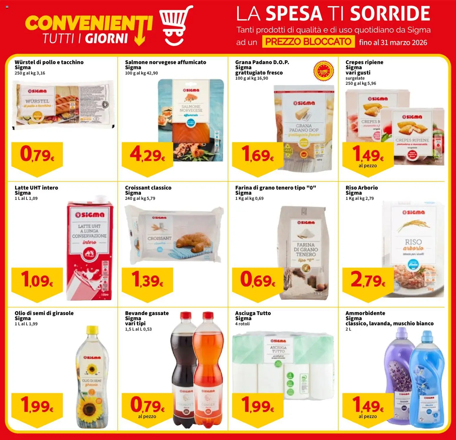 Volantino SIGMA del 26.02.2026 | Pagina: 10 | Prodotti: Salmone, Latte, Grana Padano, Croissant