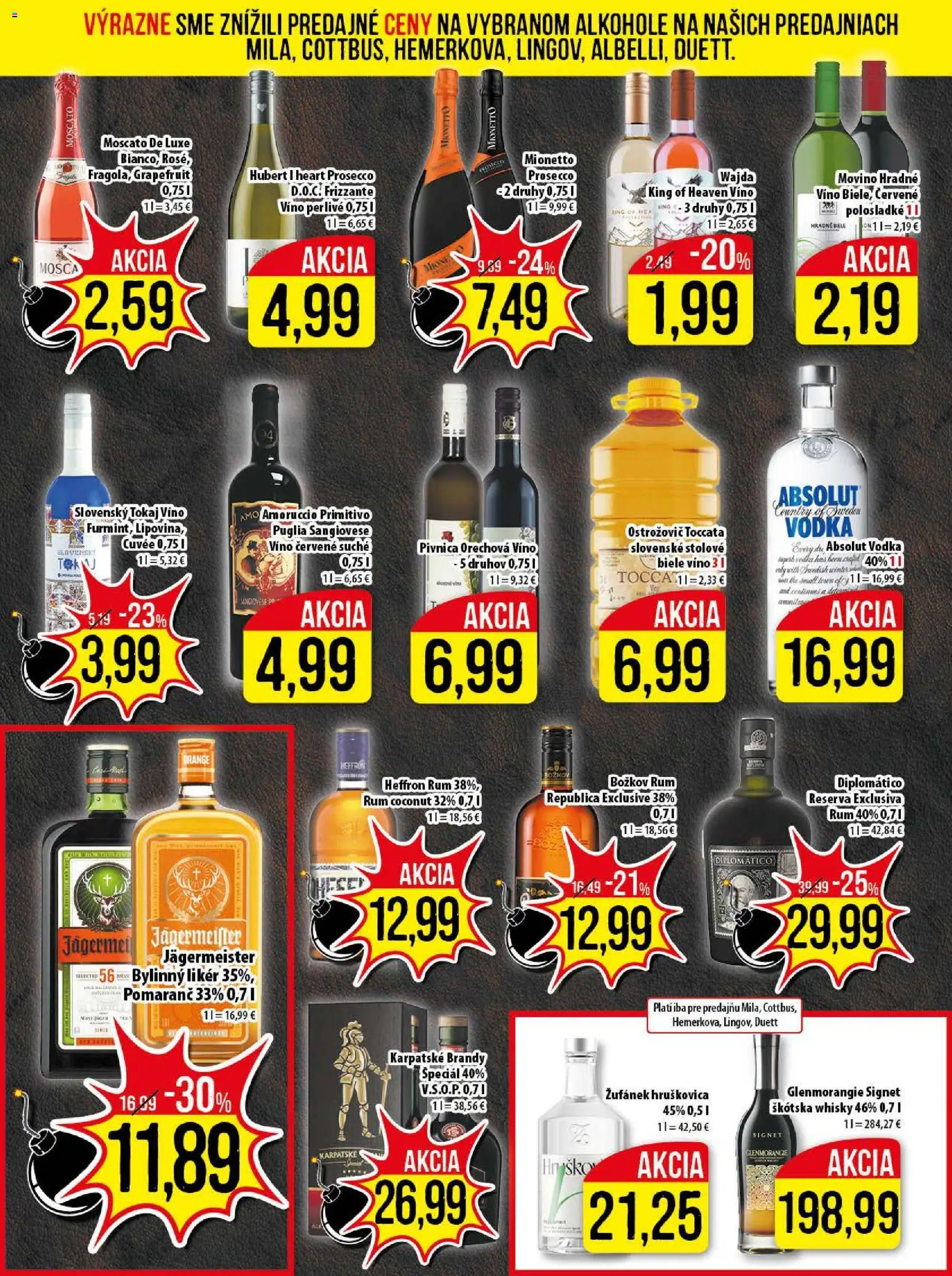 Nové Klas akcie – leták je platný od 17.11.2025 | Strana: 19 | Produkty: Jägermeister, Diplomatico, Biele víno, Rum
