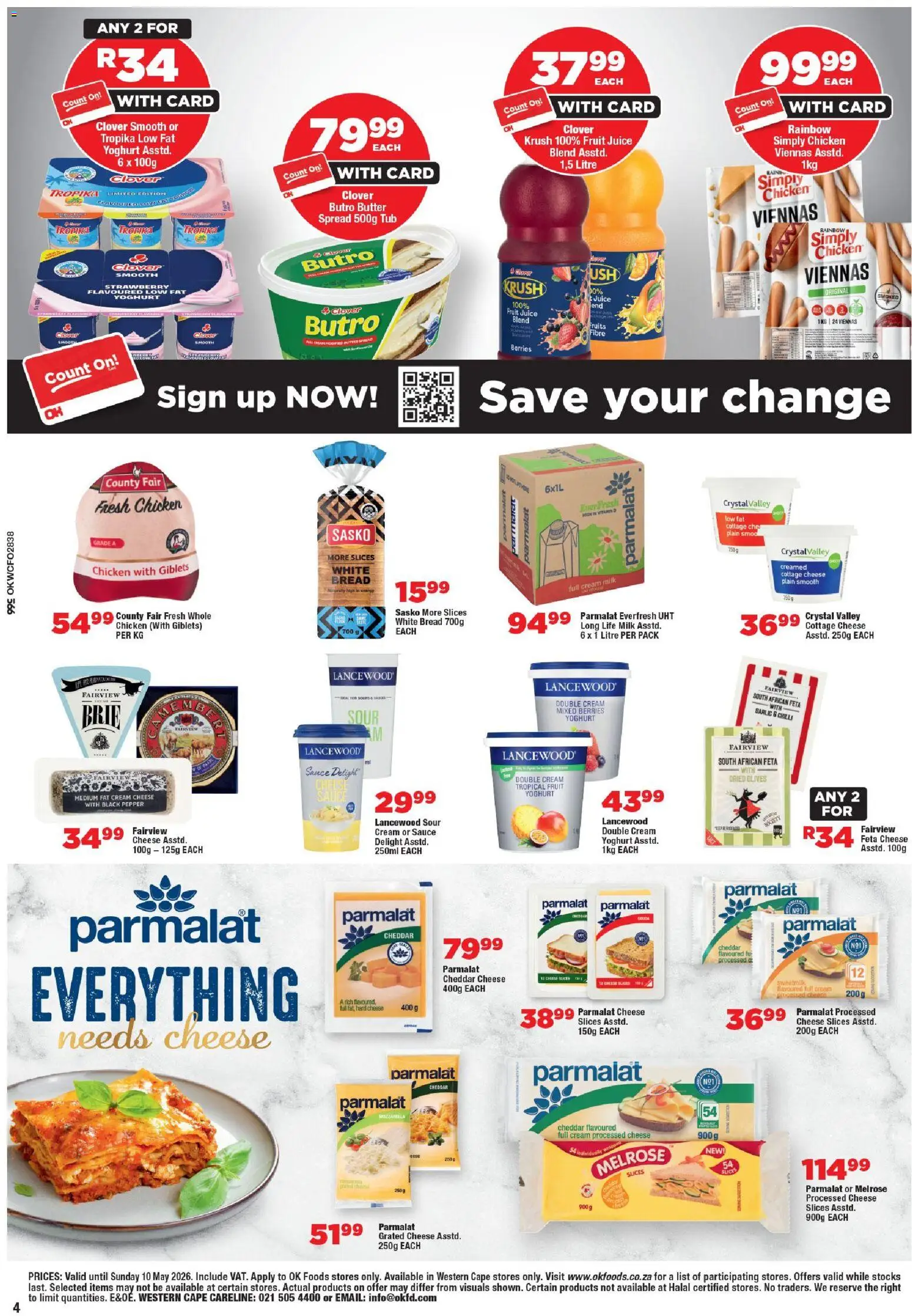 New OK Foods catalogue – valid from 24.04.2026 | Page: 4 | Products: Bread, Chicken, Cream, Sauce