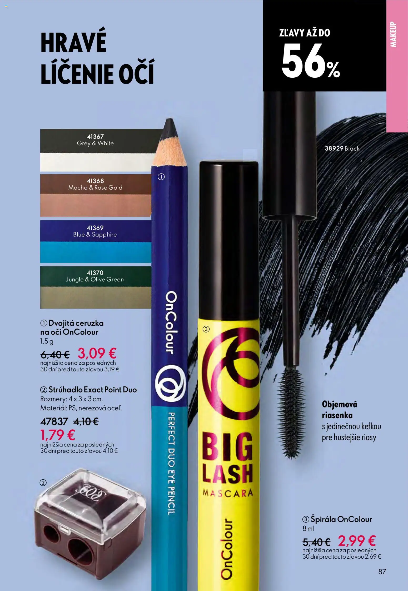 Nové Oriflame akcie – leták je platný od 12.11.2025 | Strana: 87 | Produkty: Strúhadlo, Riasenka, Ceruzka na oči, Ceruzka