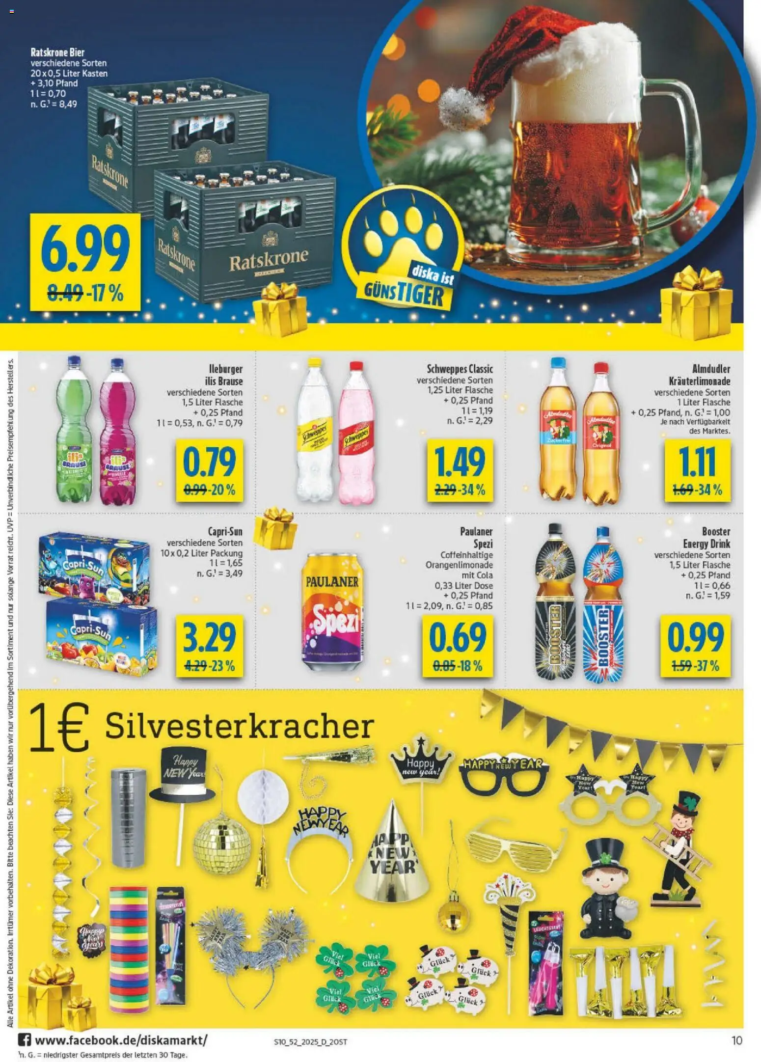 Diska - Diska Angebote Sachsen-Thüringen KW52 – gültig ab 22.12.2025 | Seite: 10 | Produkte: Capri sun, Cola, Energy, Paulaner