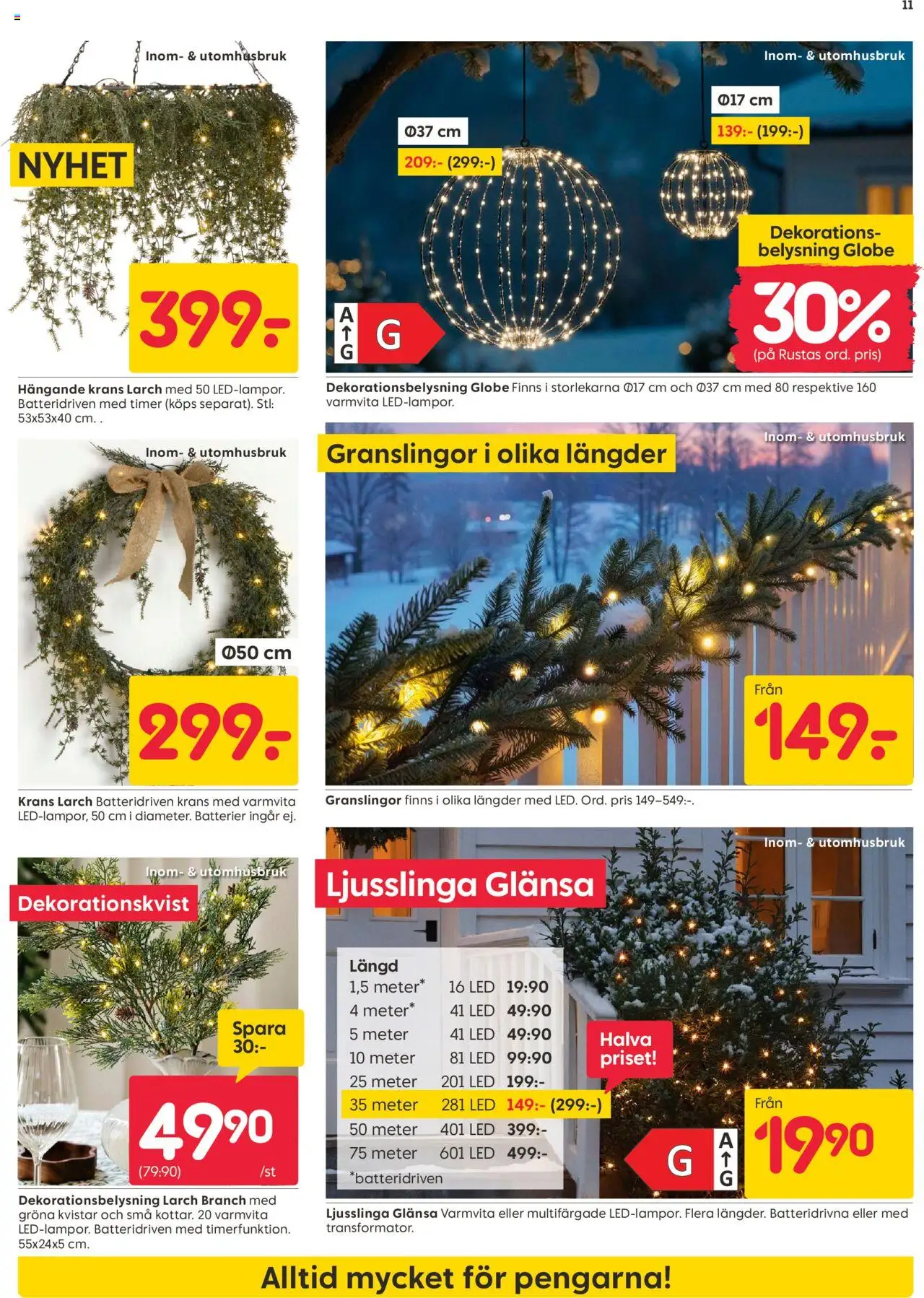 Rusta reklamblad aktuell från 20.10.2025 | Sida: 11 | Produkter: Batterier, Ljusslinga