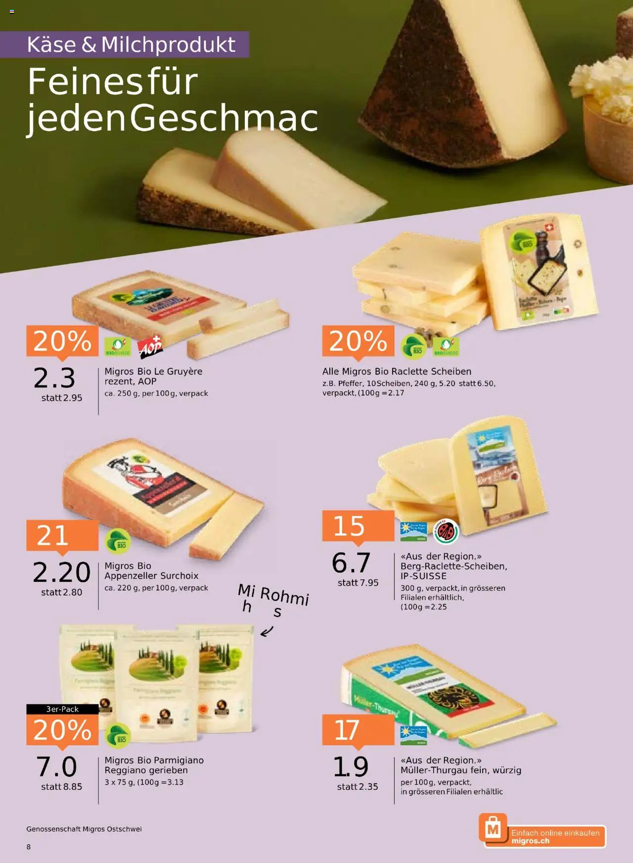 Migros Aktionen – gültig ab 14.10.2025 | Seite: 8 | Produkte: Käse, Raclette