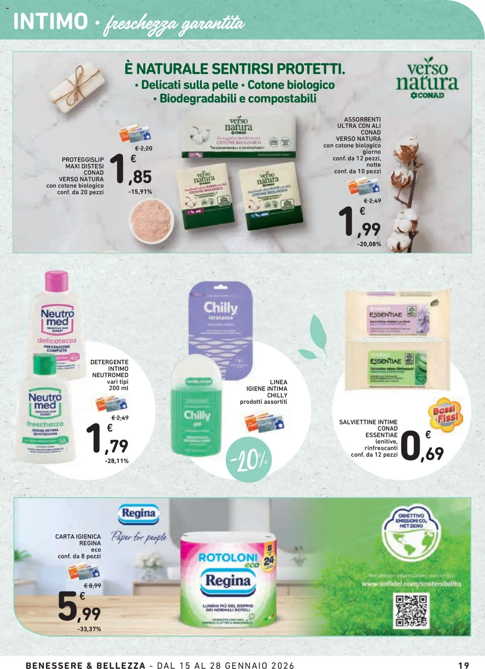 Volantino Conad del 15.01.2026 | Pagina: 19 | Prodotti: Carta igienica, Detergente intimo, Detergente, Intimo