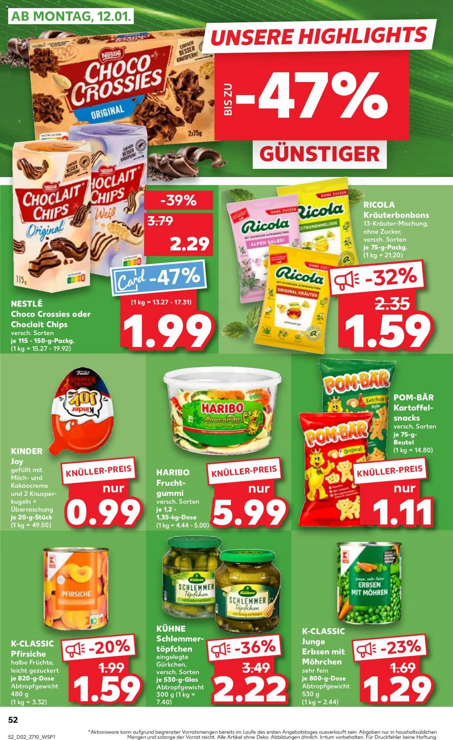 Kaufland prospekt Zeitz	 – gültig ab 08.01.2026 | Seite: 52 | Produkte: Milch, POM-BÄR, Ketchup, Erbsen