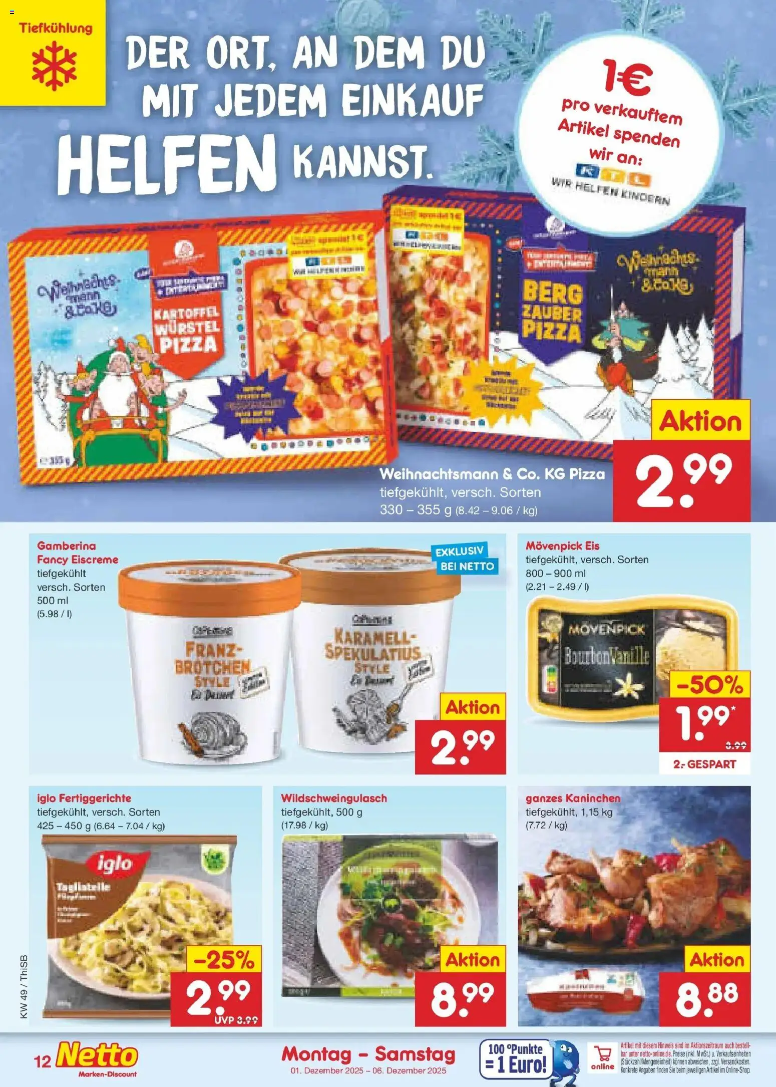Netto Marken-Discount prospekt Pirna	 – gültig ab 01.12.2025 | Seite: 12 | Produkte: Iglo, Movenpick eis, Fertiggerichte, Eis