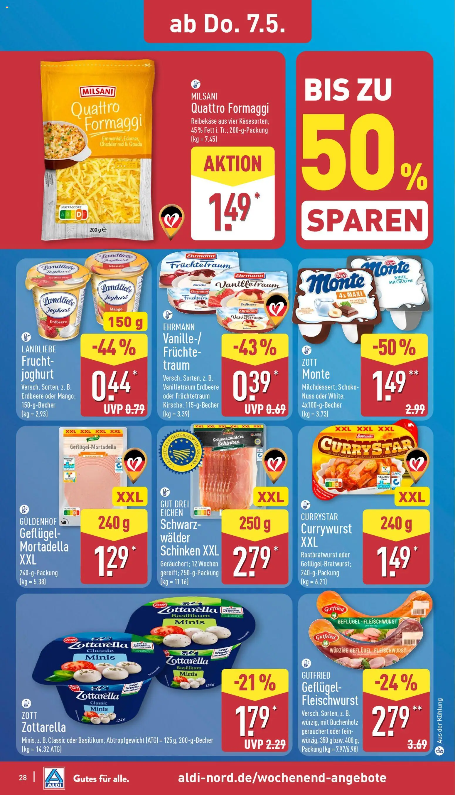 Aldi Prospekt 	 – gültig ab 04.05.2026 | Seite: 28 | Produkte: Joghurt, Mango, Schinken, Reibekase
