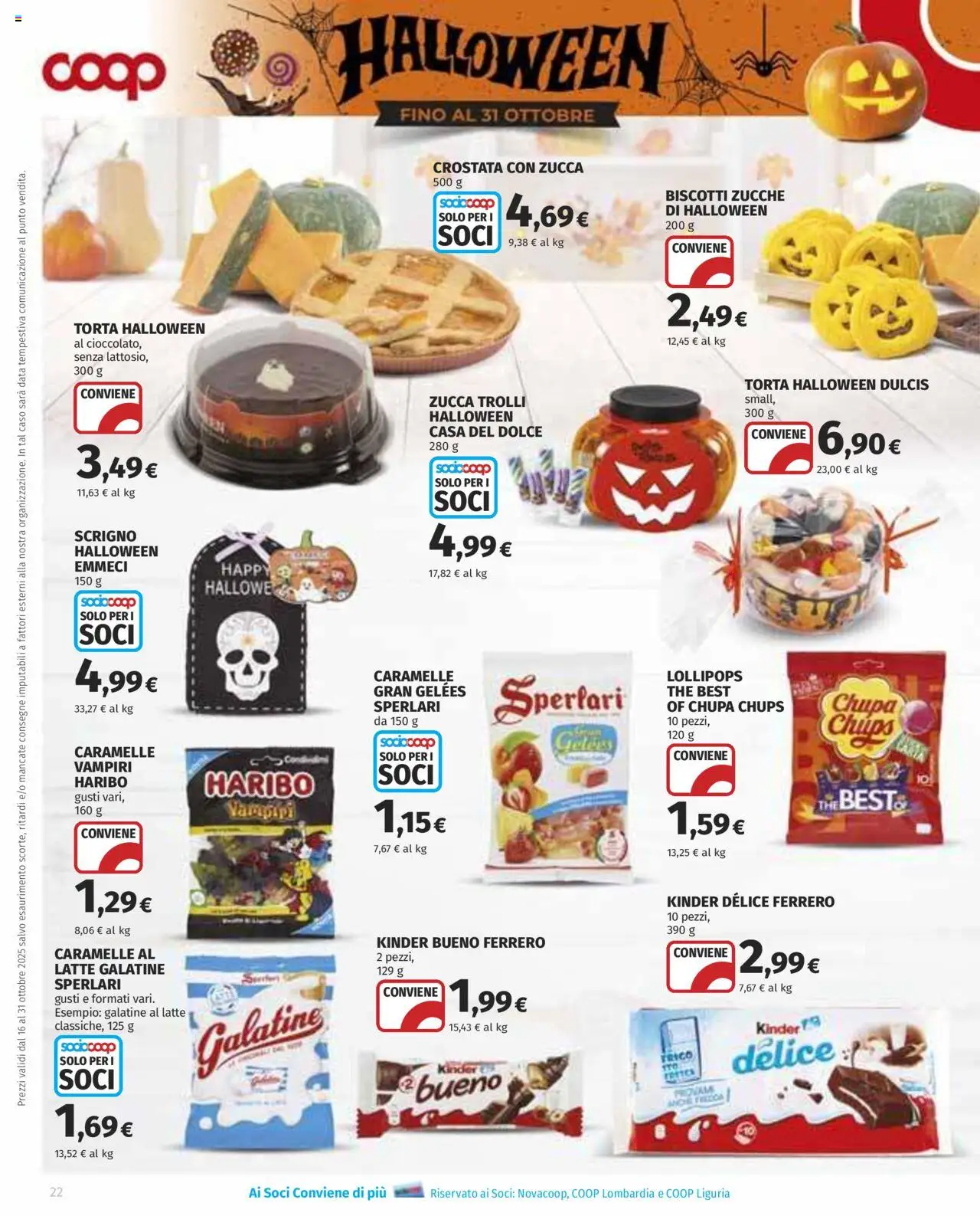 Volantino COOP del 16.10.2025 | Pagina: 22 | Prodotti: Caramelle, Biscotti, Zucca, Data