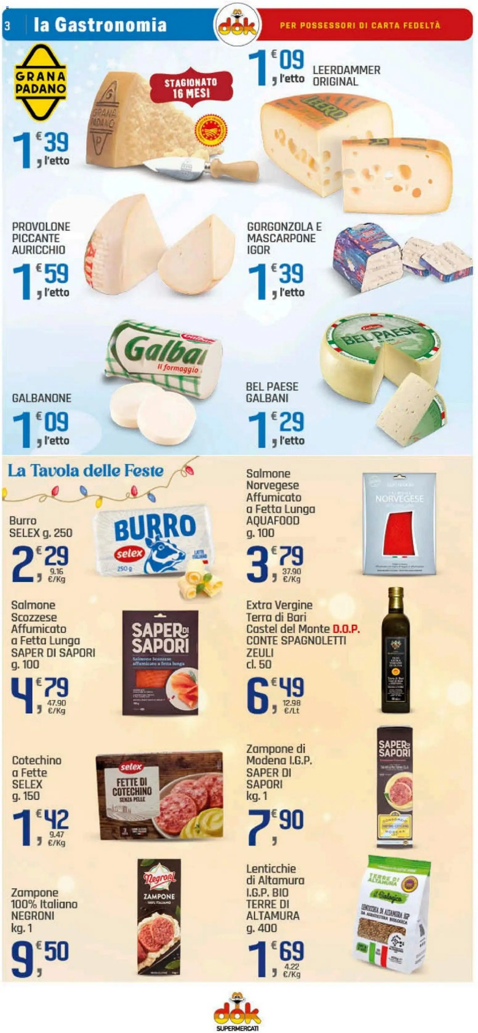 Volantino DOK del 29.12.2025 | Pagina: 3 | Prodotti: Provolone, Salmone, Lenticchie, Mascarpone
