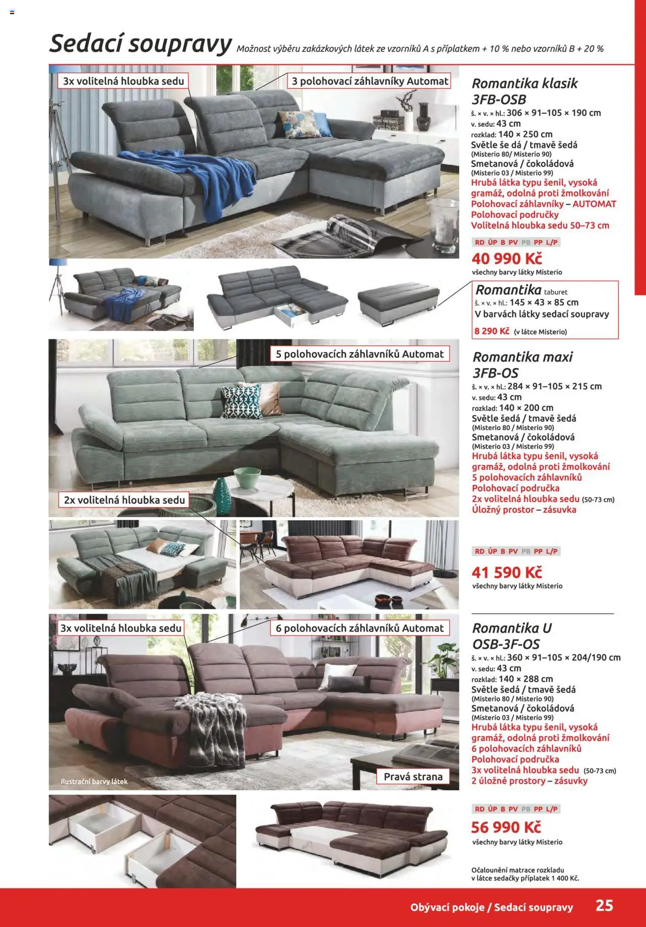 ORFA nábytek katalog 2025-2026 od 01.10.2025 | Strana: 25 | Produkty: Taburet, Matrace, Barvy, Sedačky