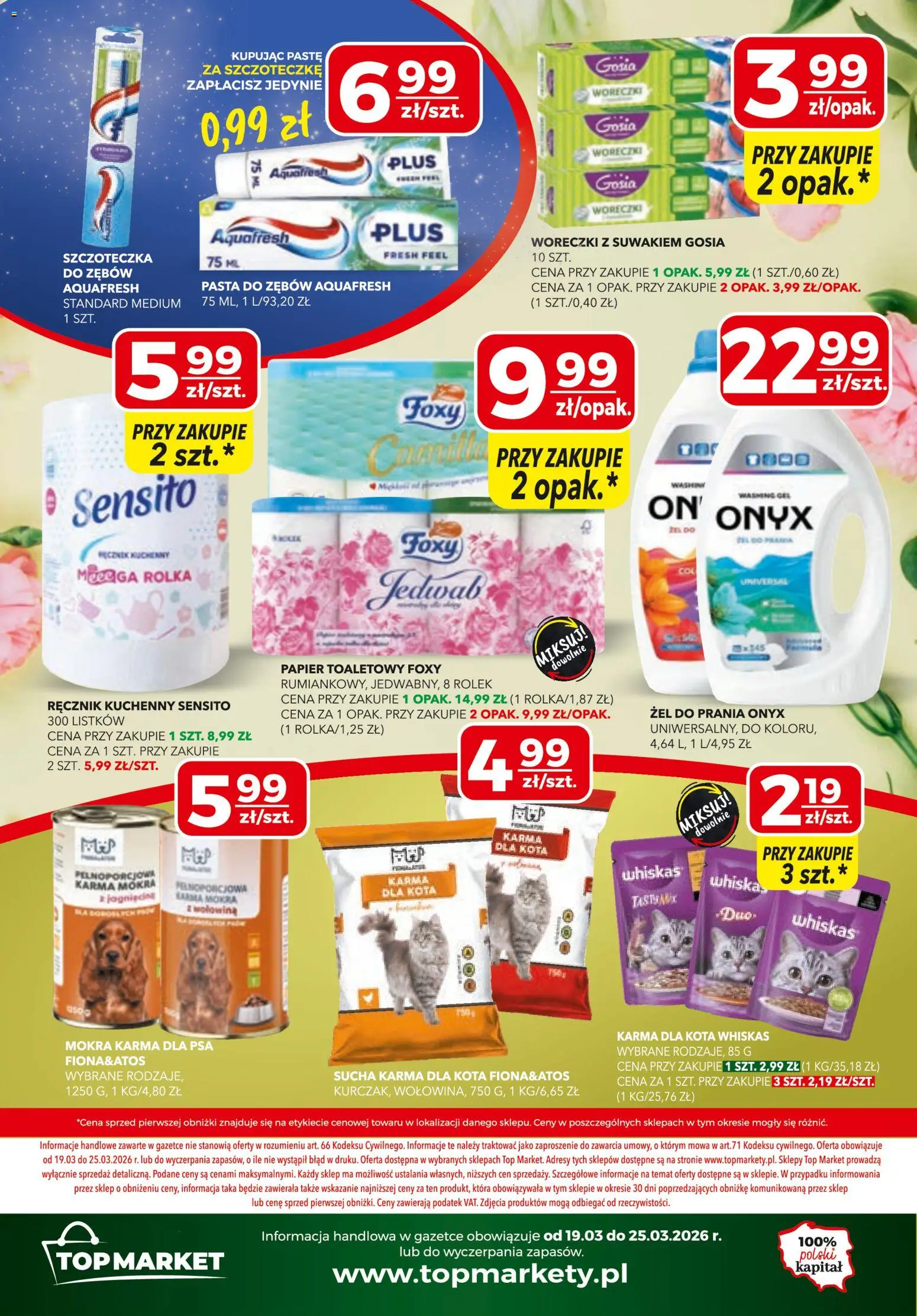 Top Market gazetka od 19.03.2026 | Strona: 12 | Produkty: Top, Karma dla kota, Karma dla psa, Woreczki z suwakiem