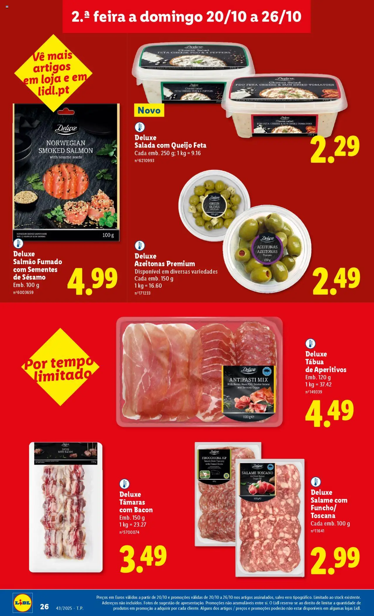 Lidl folheto │ válido de 20.10.2025 | Página: 26 | Produtos: Bacon, Salame, Queijo feta, Salada