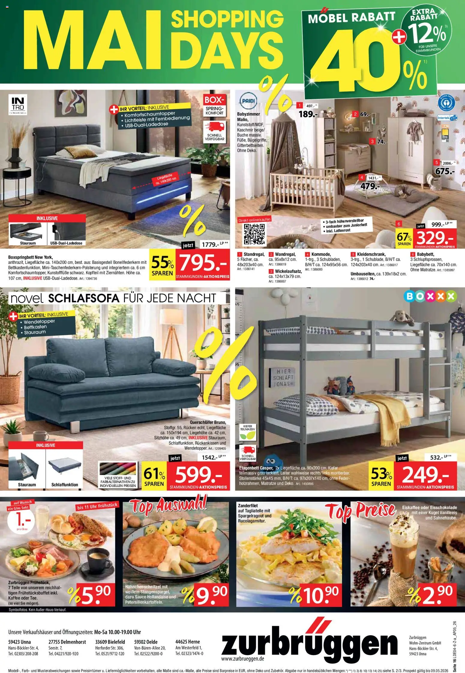 Zurbrüggen Prospekt 	 – gültig ab 25.04.2026 | Seite: 16 | Produkte: Schlafsofa, Lattenrost, Boxspringbett, Box