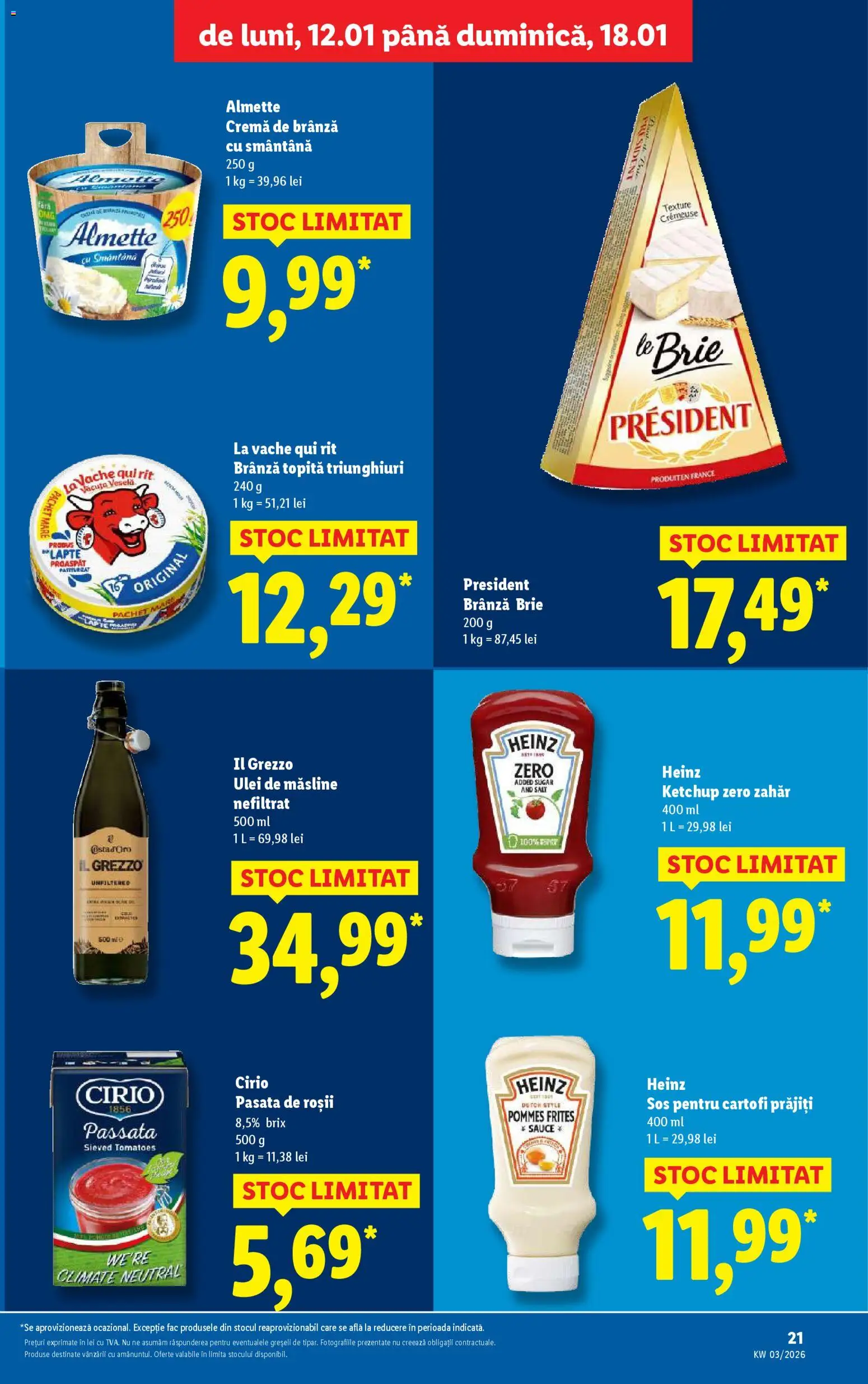 Noul catalog Lidl – valabil de la 12.01.2026 | Pagină: 21 | Produse: Lapte, Brânză, Cremă de brânză, Sos
