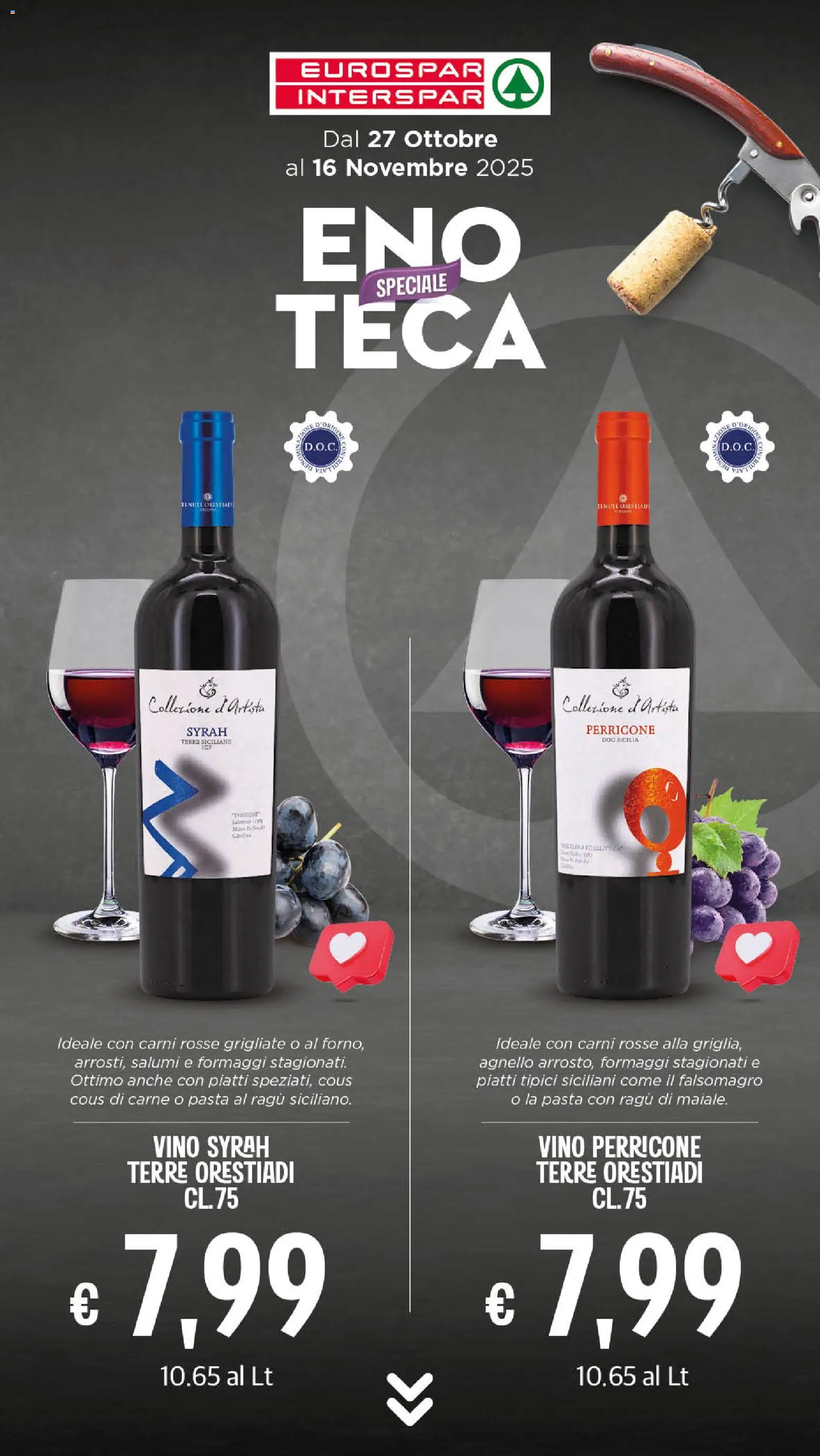 Volantino Eurospar del 27.10.2025 | Pagina: 19 | Prodotti: Vino, Pasta, Ragú, Agnello