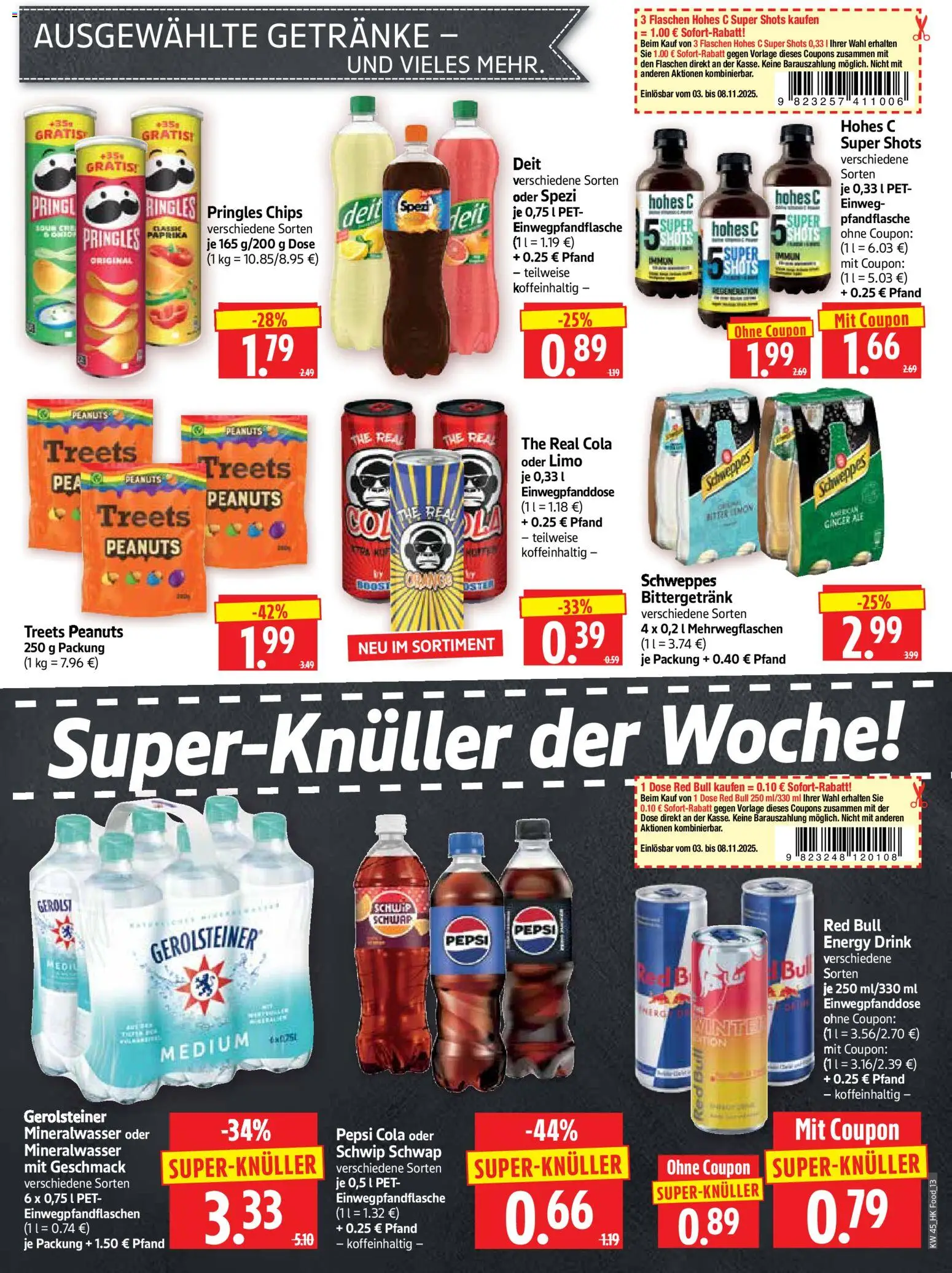 HERKULES Prospekt 	 – gültig ab 03.11.2025 | Seite: 13 | Produkte: Red bull, Schweppes, Mineralwasser, Pringles