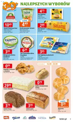E.Leclerc Gazetka od 16.09.2025 | Strona: 7 | Produkty: Ser topiony w plastrach, Serek, Camembert, Salami