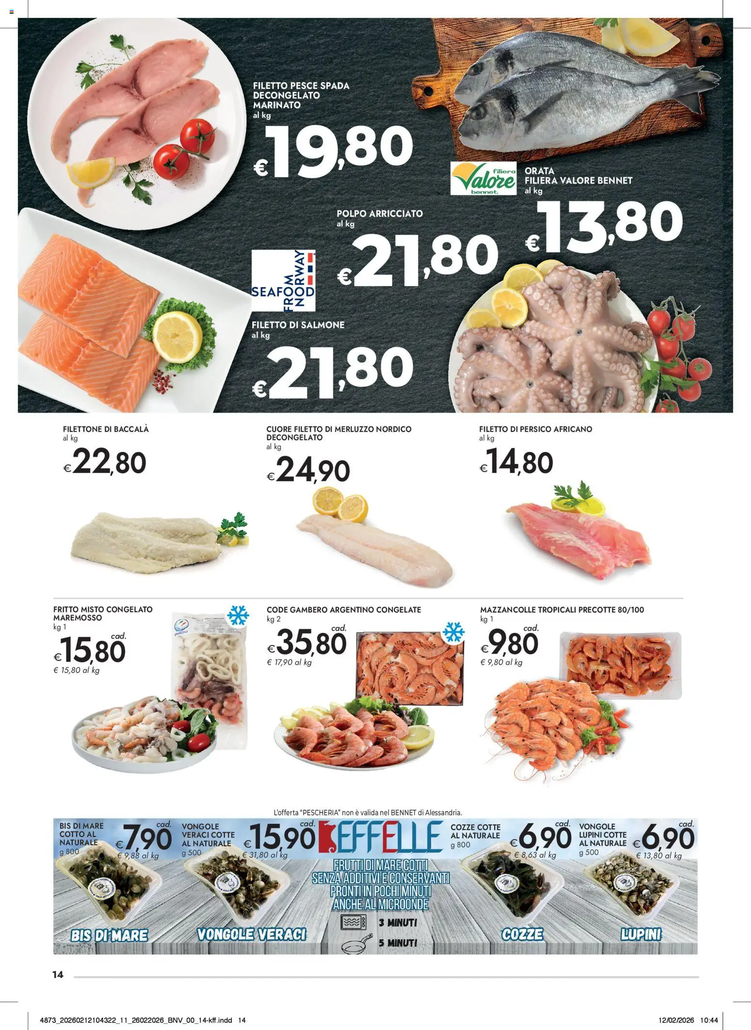 Volantino bennet del 26.02.2026 | Pagina: 14 | Prodotti: Microonde, Salmone, Merluzzo, Polpo