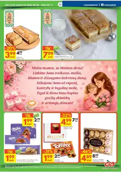 ČIA MARKET leidinys galioja nuo 28.04.2026 | Puslapis: 12 | Prekių: Sausainiai, Pyragas, Saldainiai