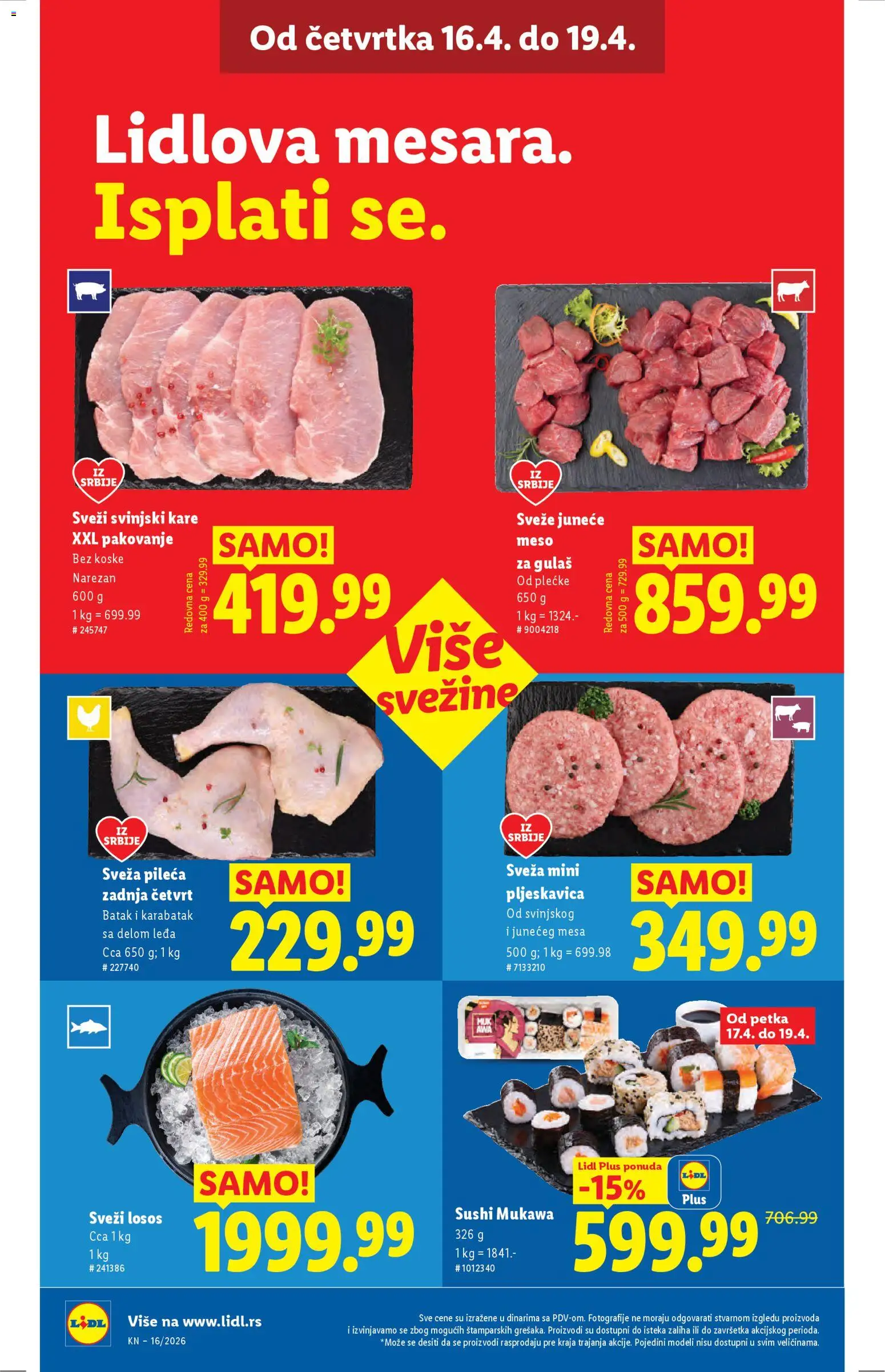 Lidl katalog - važi od 16.04.2026 | Strana: 18 | Proizvode: Juneće meso, Svinjski kare, Pakovanje, Meso za gulaš