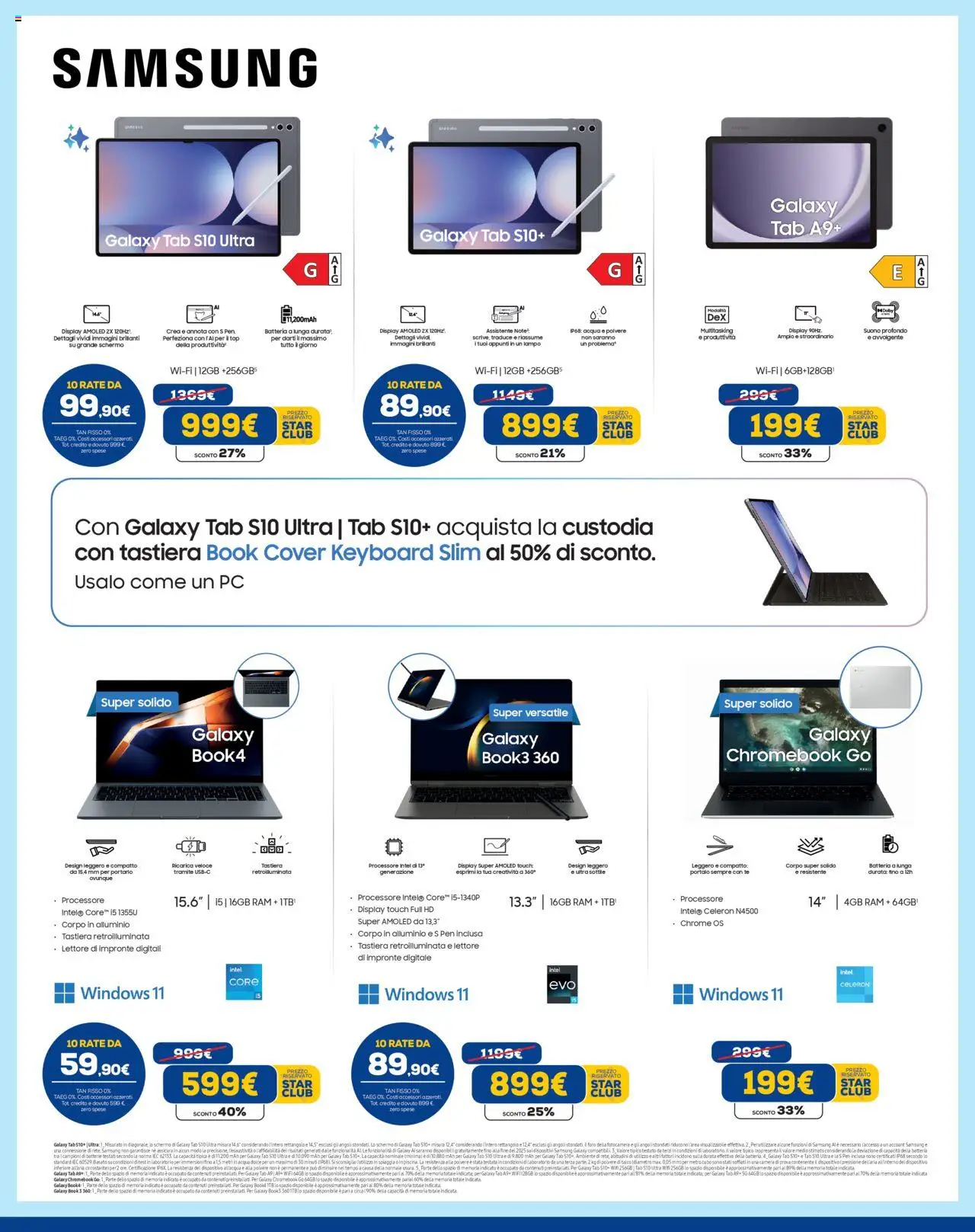 Volantino Euronics del 31.07.2025 | Pagina: 5 | Prodotti: Samsung Galaxy, Tè, PC, Alluminio