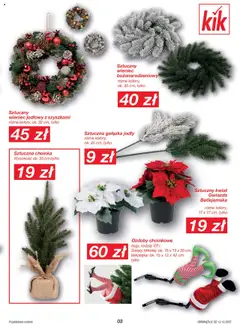 Pogląd oferty "Kik Gazetka" - ważna od 13.10.2025 | Strona: 3 | Produkty: Choinka, Wieniec