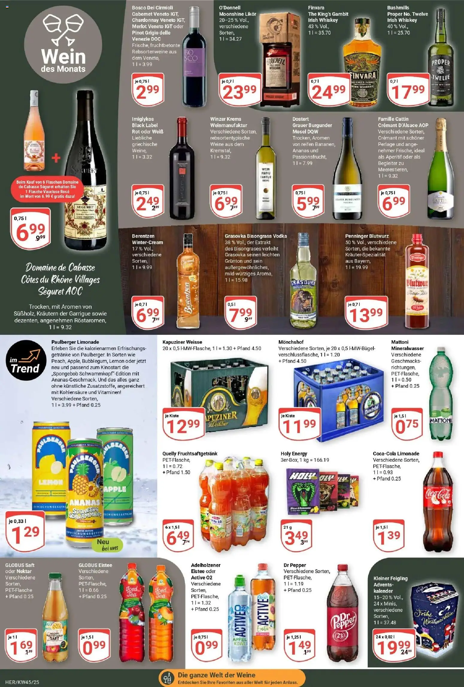 Globus prospekt Hermsdorf	 – gültig ab 02.11.2025 | Seite: 19 | Produkte: Monchshof, Coca cola, Likör, Mineralwasser