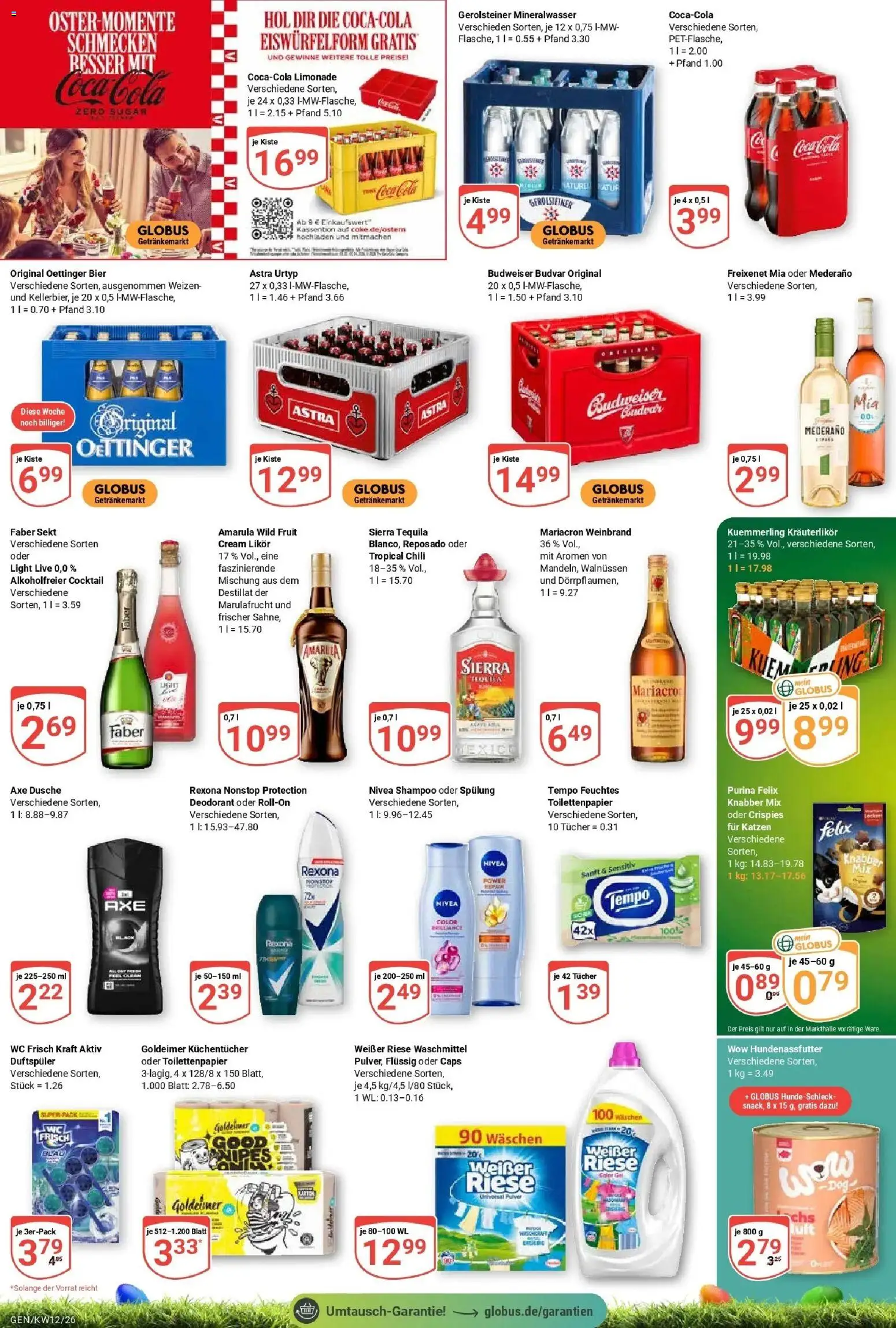Globus prospekt Gensingen	 – gültig ab 15.03.2026 | Seite: 4 | Produkte: Cola, Deodorant, Tempo, Budweiser