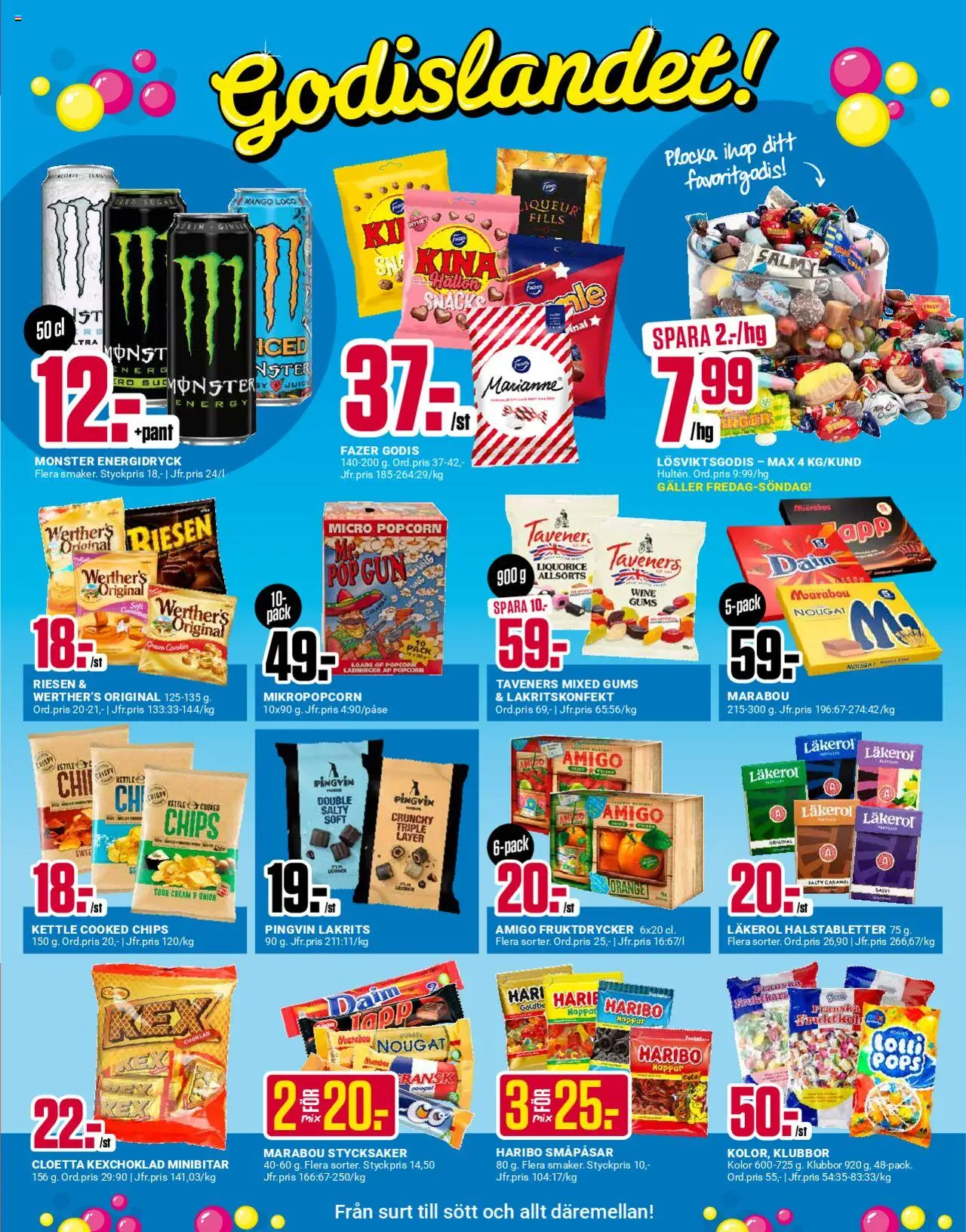 ÖoB reklamblad aktuell från 25.08.2025 | Sida: 5 | Produkter: Galler, Energidryck, Godis, Hallon