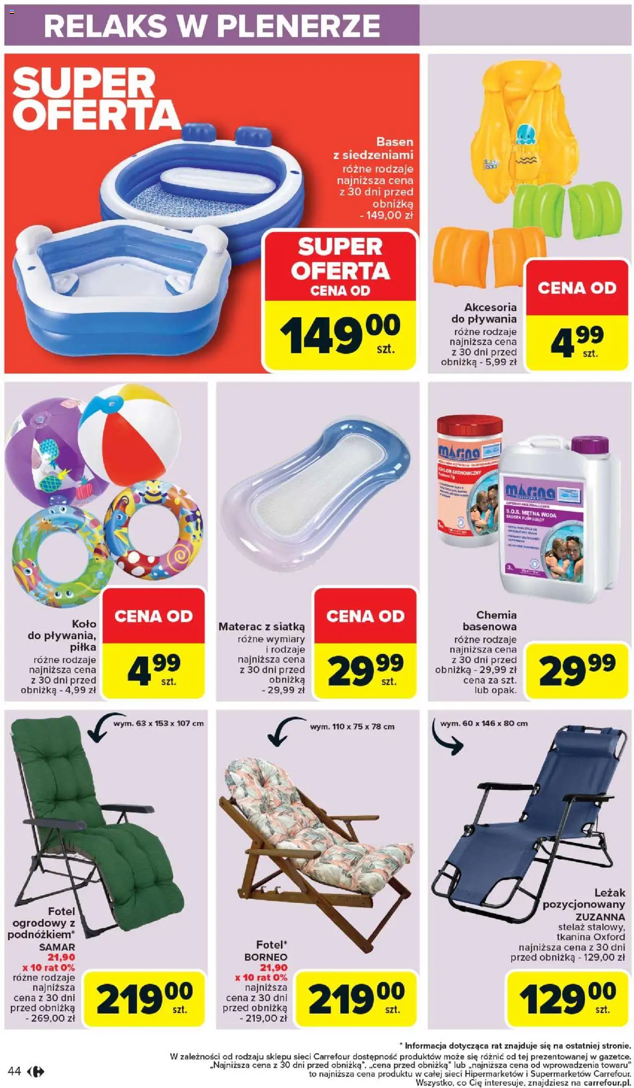 Carrefour Gazetka od 02.06.2025 | Strona: 46 | Produkty: Fotel ogrodowy, Materac, Basen, Siatka