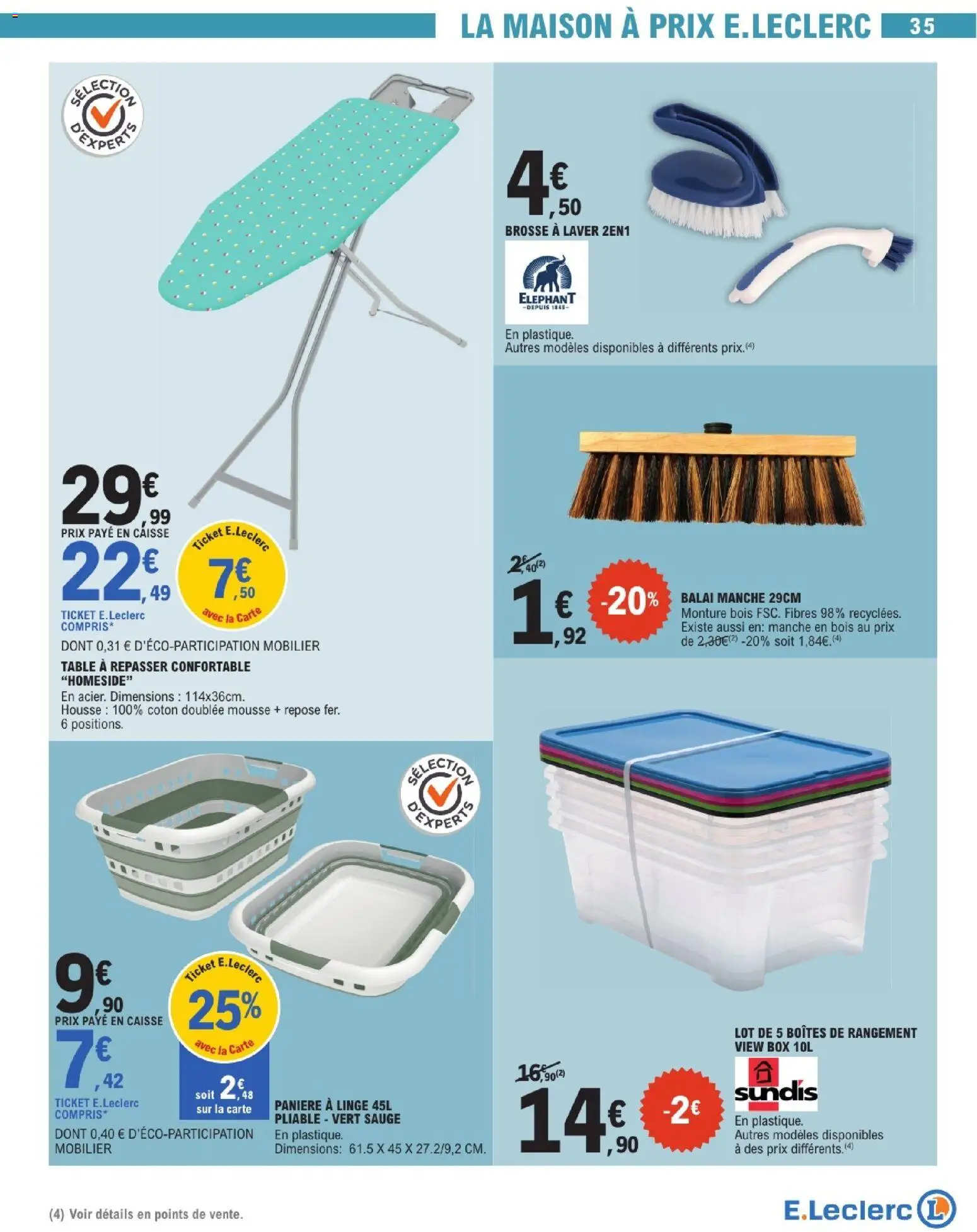 {H1} | Page: 35 | Produits: Table à repasser, Mousse, Balai, Table