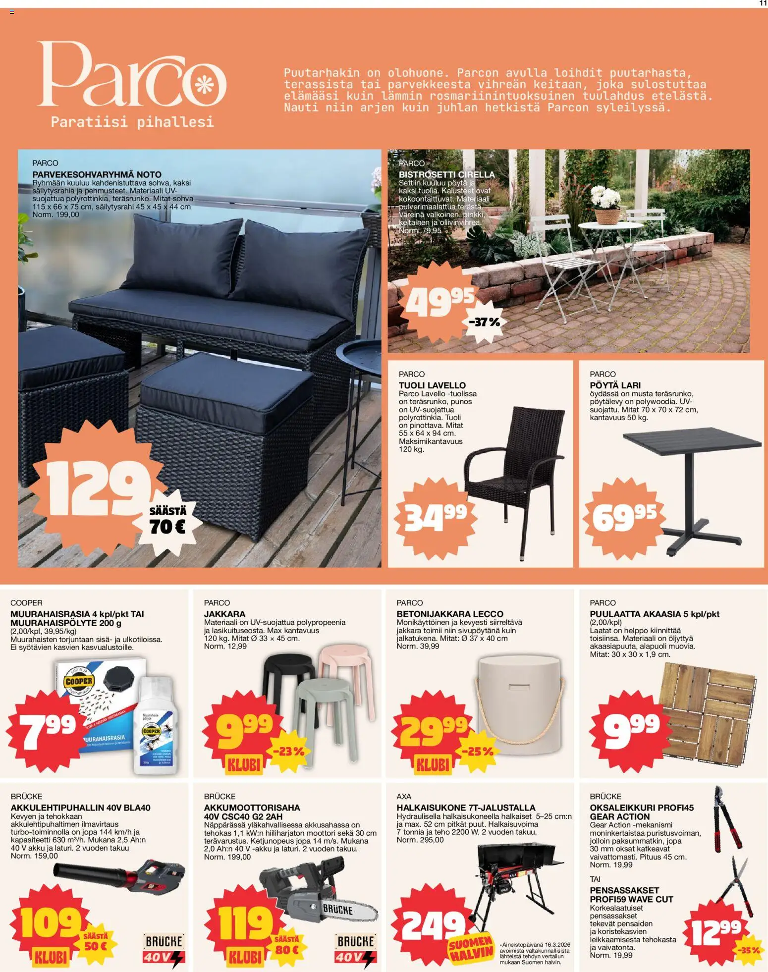 Tokmanni tarjoukset – voimassa 30.03.2026 alkaen | Sivu: 11 | Tuotteet: Sohva, Pöytä, Tuoli, Akku