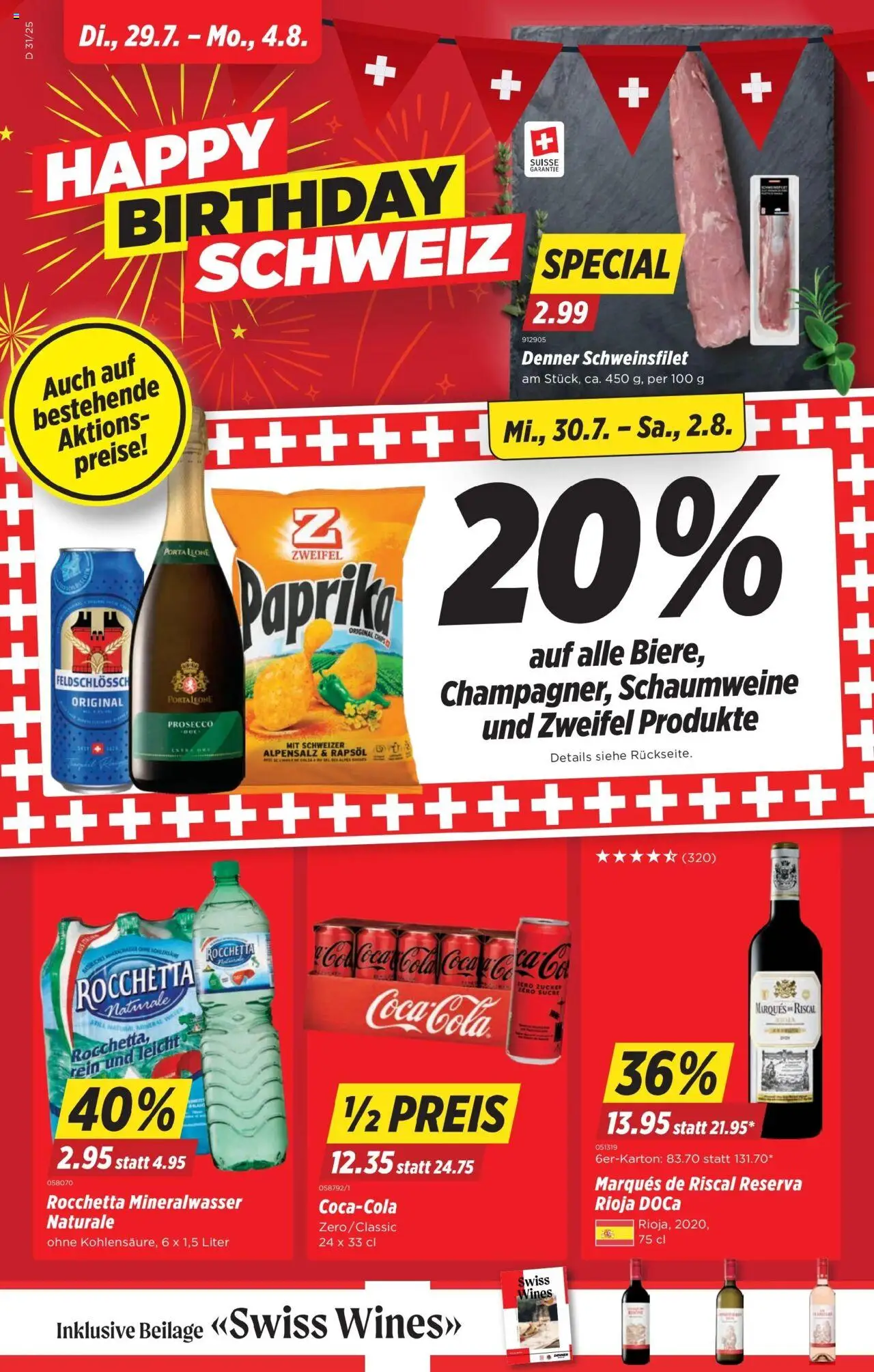 Denner Aktionen ab 29.07.2025 | Seite: 1 | Produkte: Rapsöl, Mineralwasser, Chips