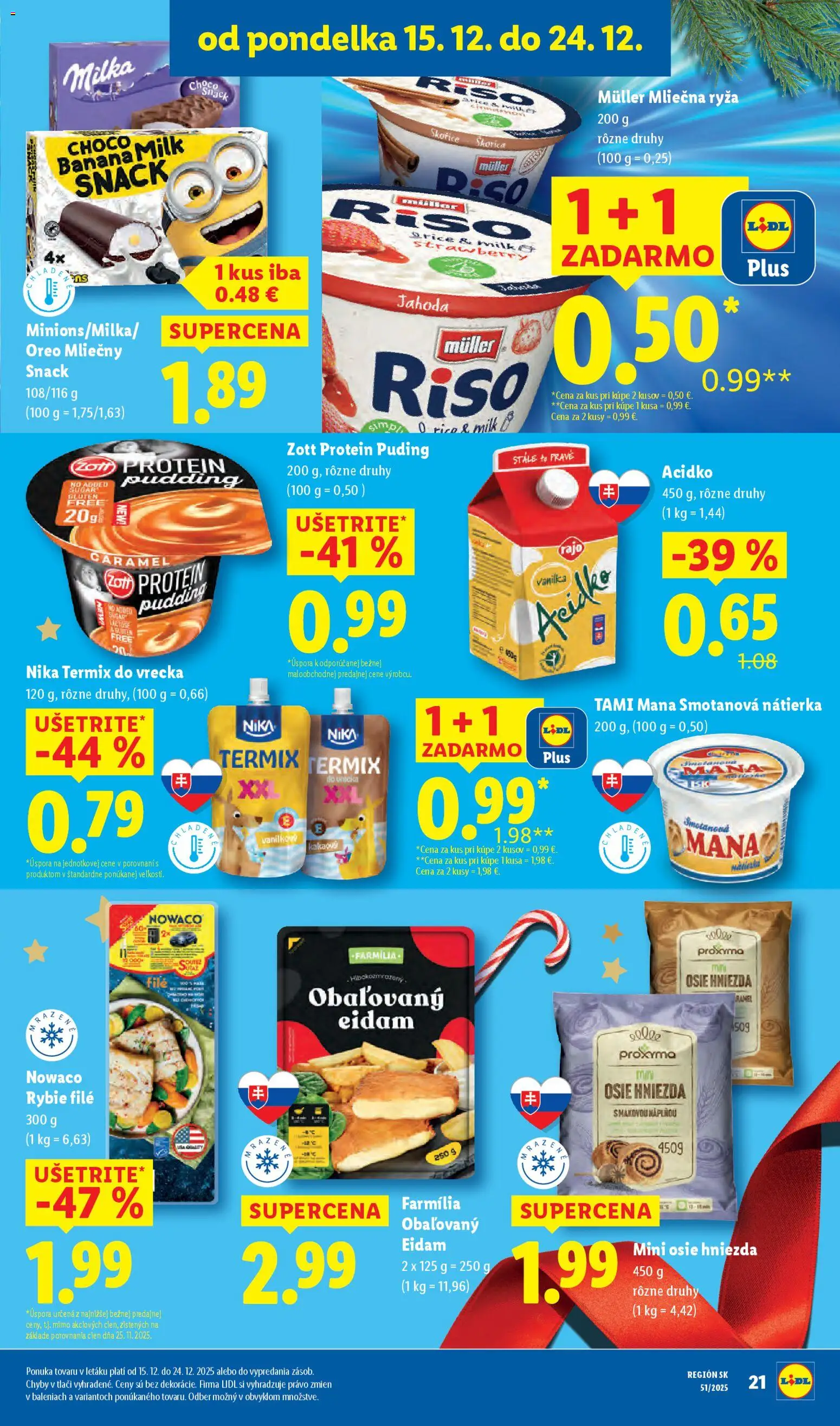 Nové Lidl akcie – leták je platný od 18.12.2025 | Strana: 61 | Produkty: Ryža, Eidam, Puding, Acidko