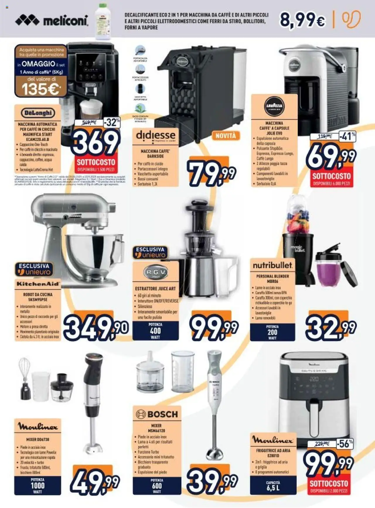 Volantino Unieuro del 03.10.2025 | Pagina: 21 | Prodotti: Acqua, Lavazza, Mixer, Friggitrice