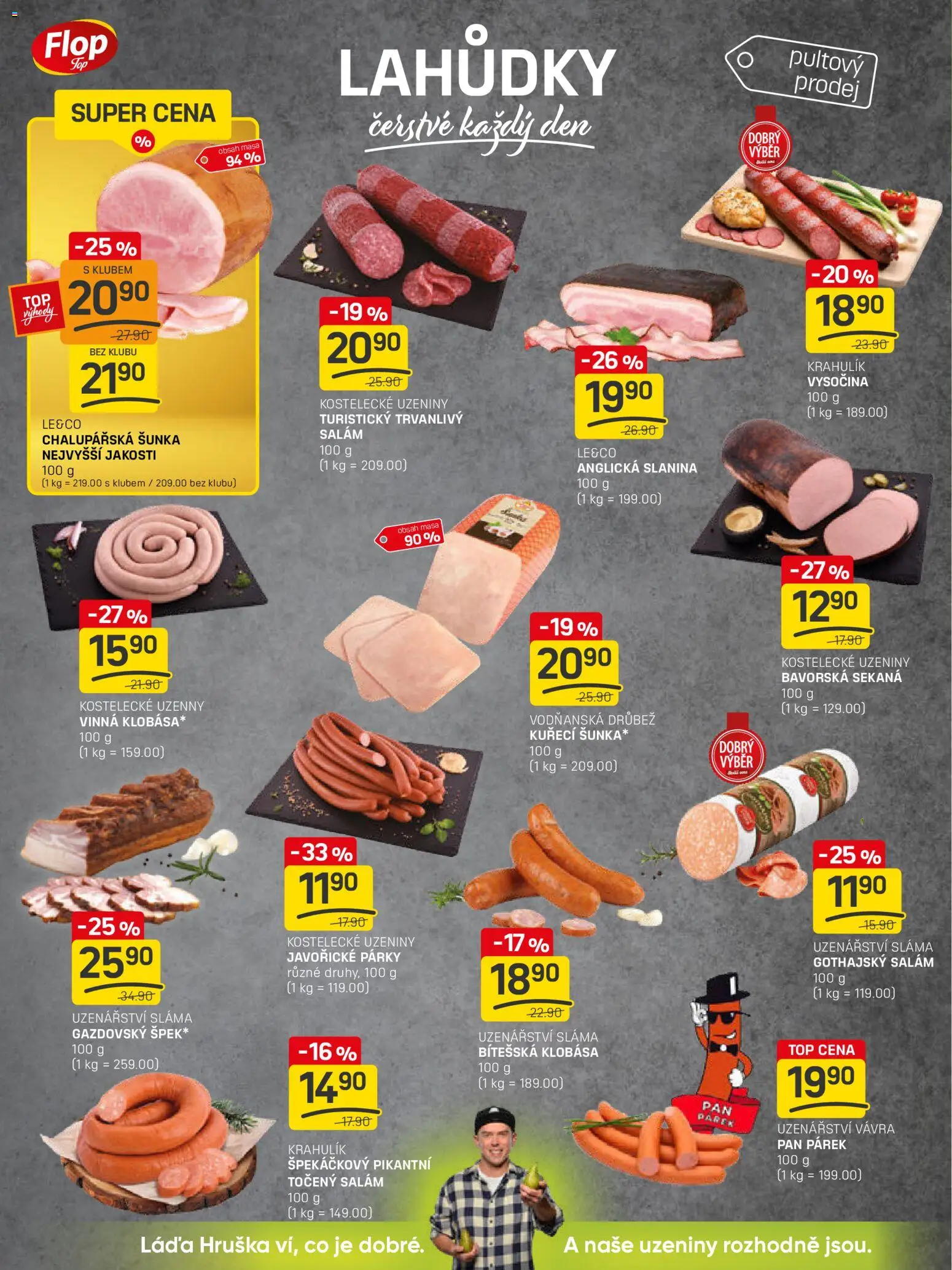 Flop leták - FlopTop od 14.01.2026 | Strana: 6 | Produkty: Párky, Klobása, Anglická slanina, Točený salám