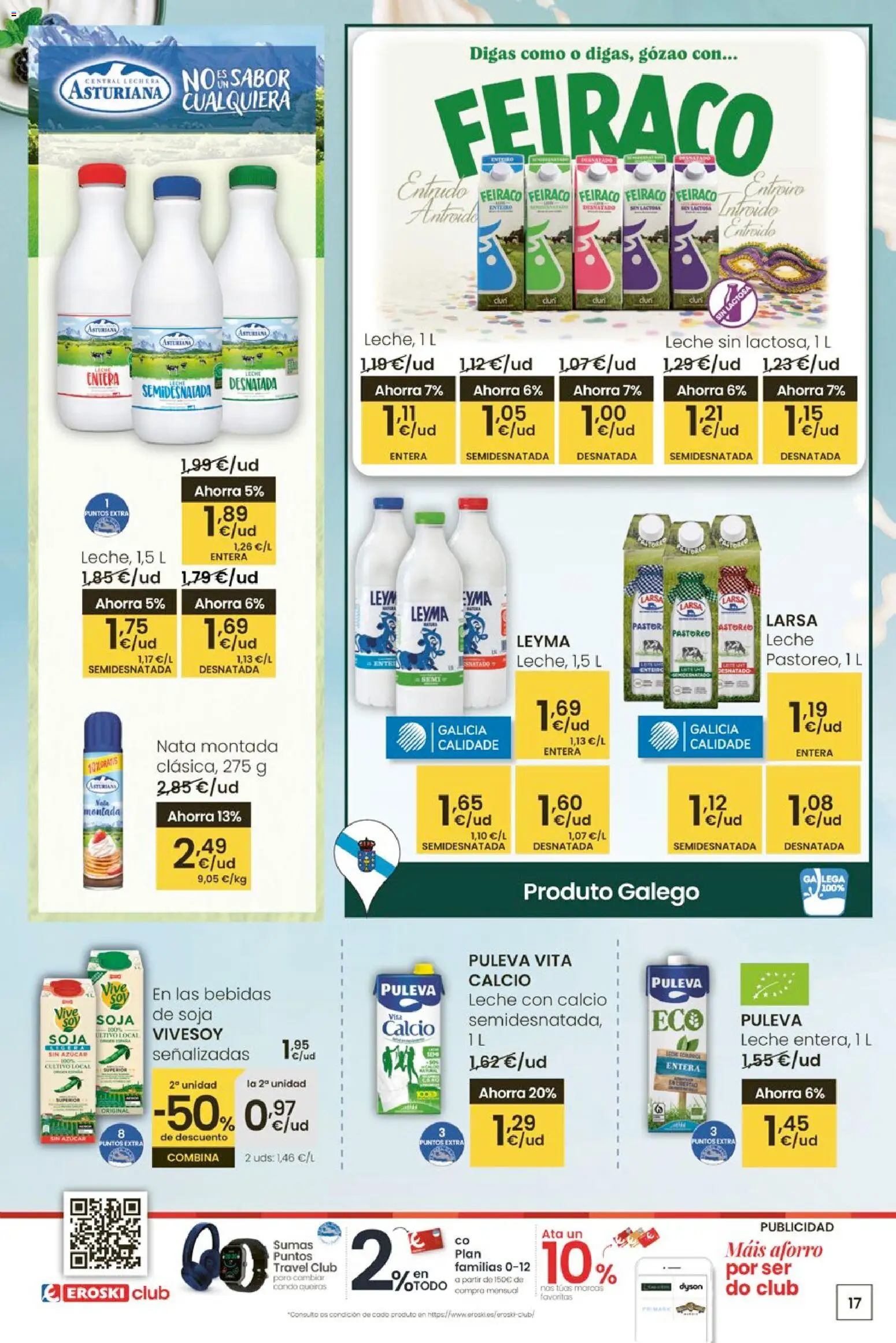 Eroski - Entroido do aforro │ válido desde el 12.02.2026 | Página: 17 | Productos: Leche, Té