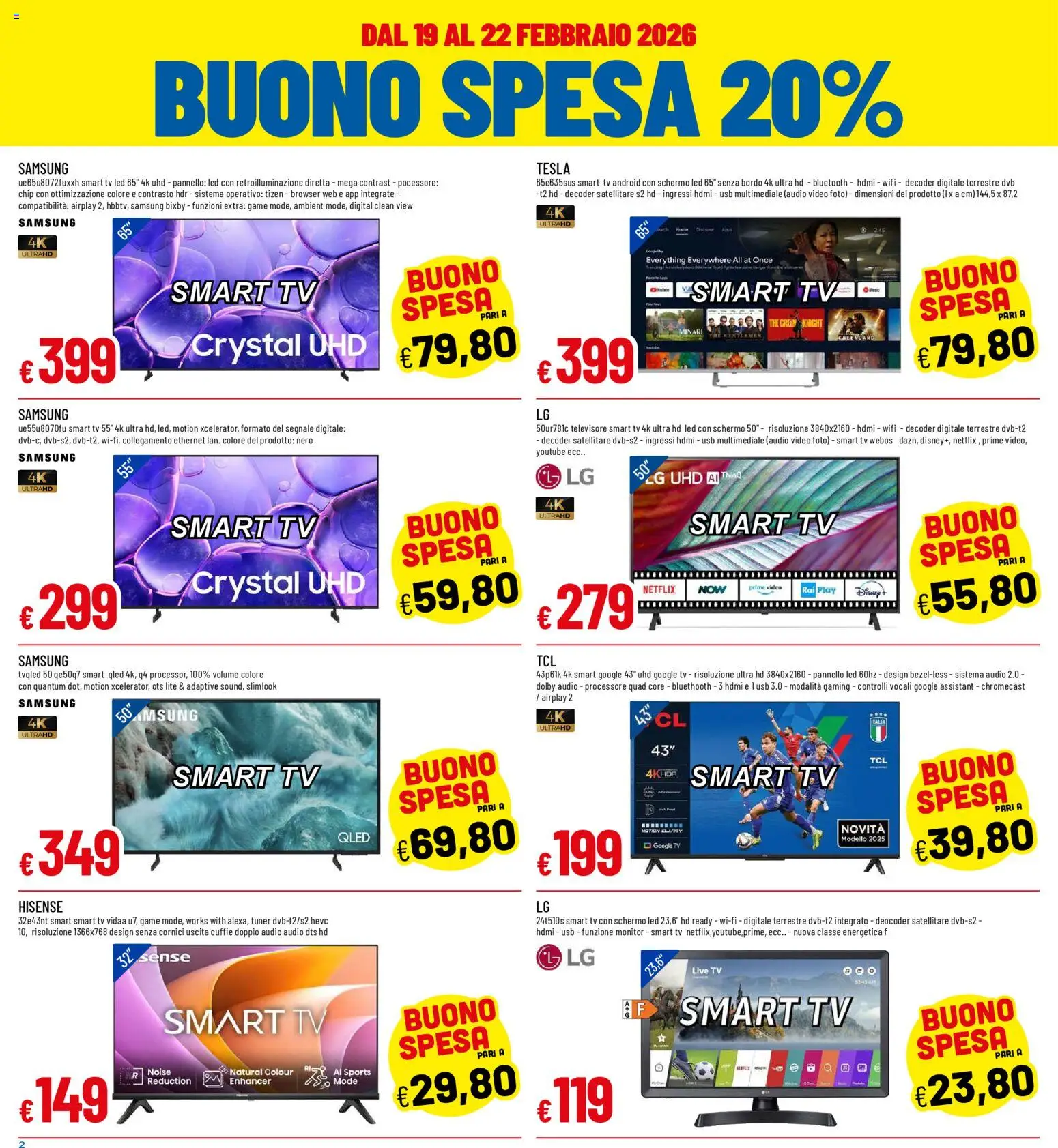 Volantino Galassia del 19.02.2026 | Pagina: 2 | Prodotti: Monitor, Audio, Satellitare, Samsung