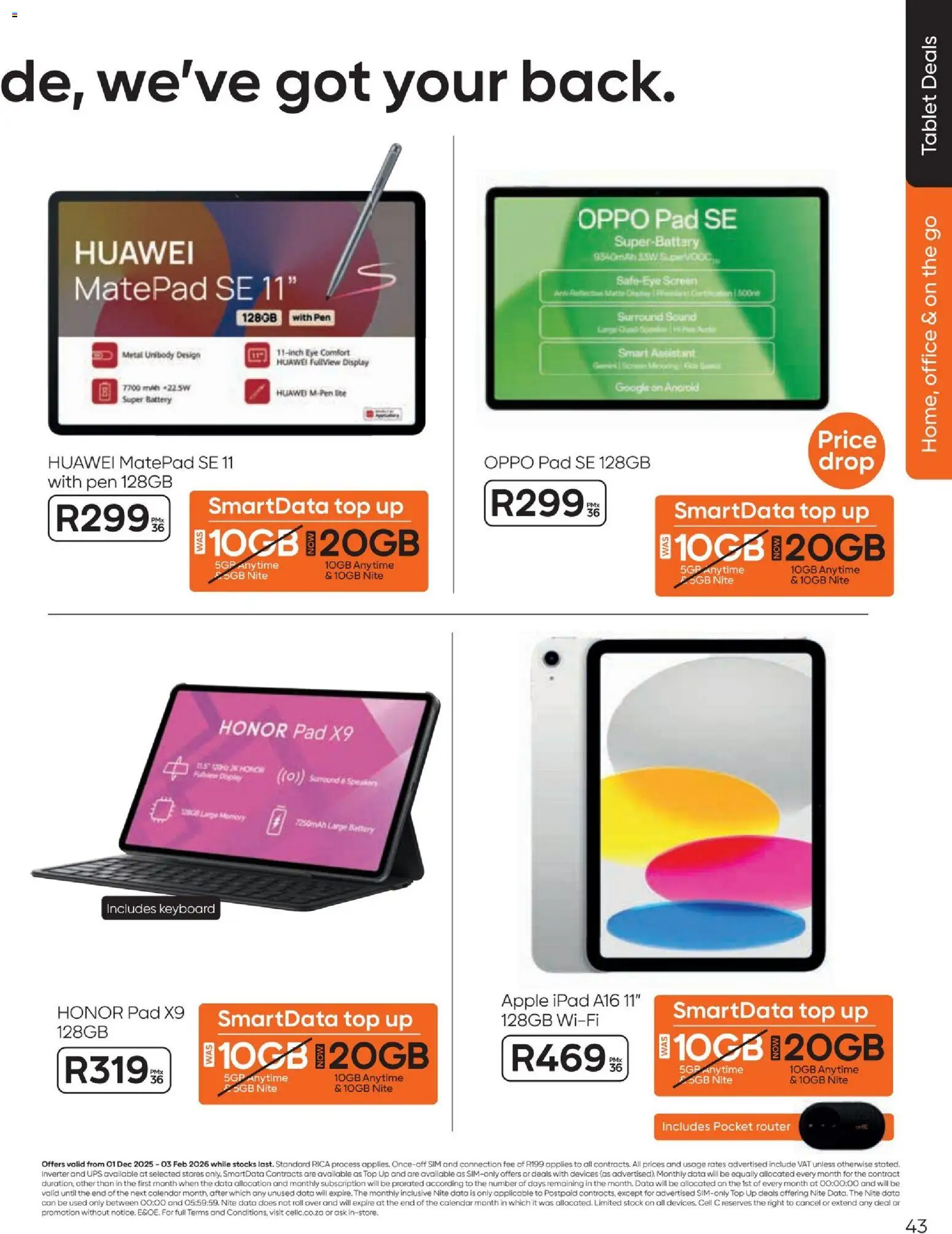 New Cell C catalogue – valid from 01.12.2025 | Page: 45 | Products: Data, Speaker, Battery, Stock