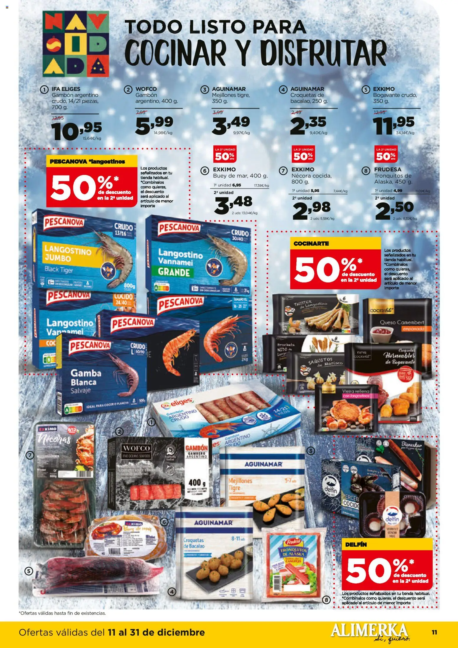 Alimerka folleto Castilla y León │ válido desde el 11.12.2025 | Página: 11 | Productos: Μπάρα σαπουνιού, Queso, Plancha, Langostino
