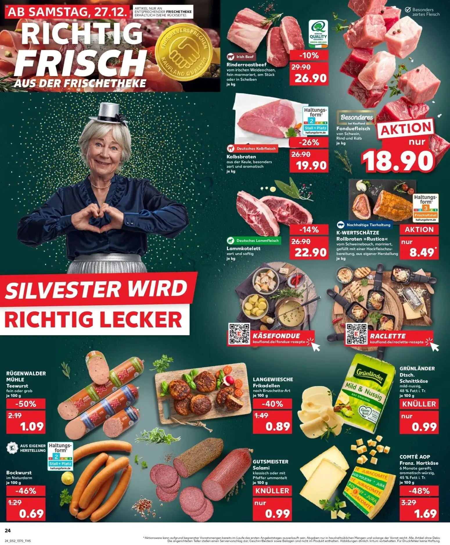 Kaufland prospekt Viersen	 – gültig ab 28.12.2025 | Seite: 24 | Produkte: Grunlander, Salami, Raclette, Fondue