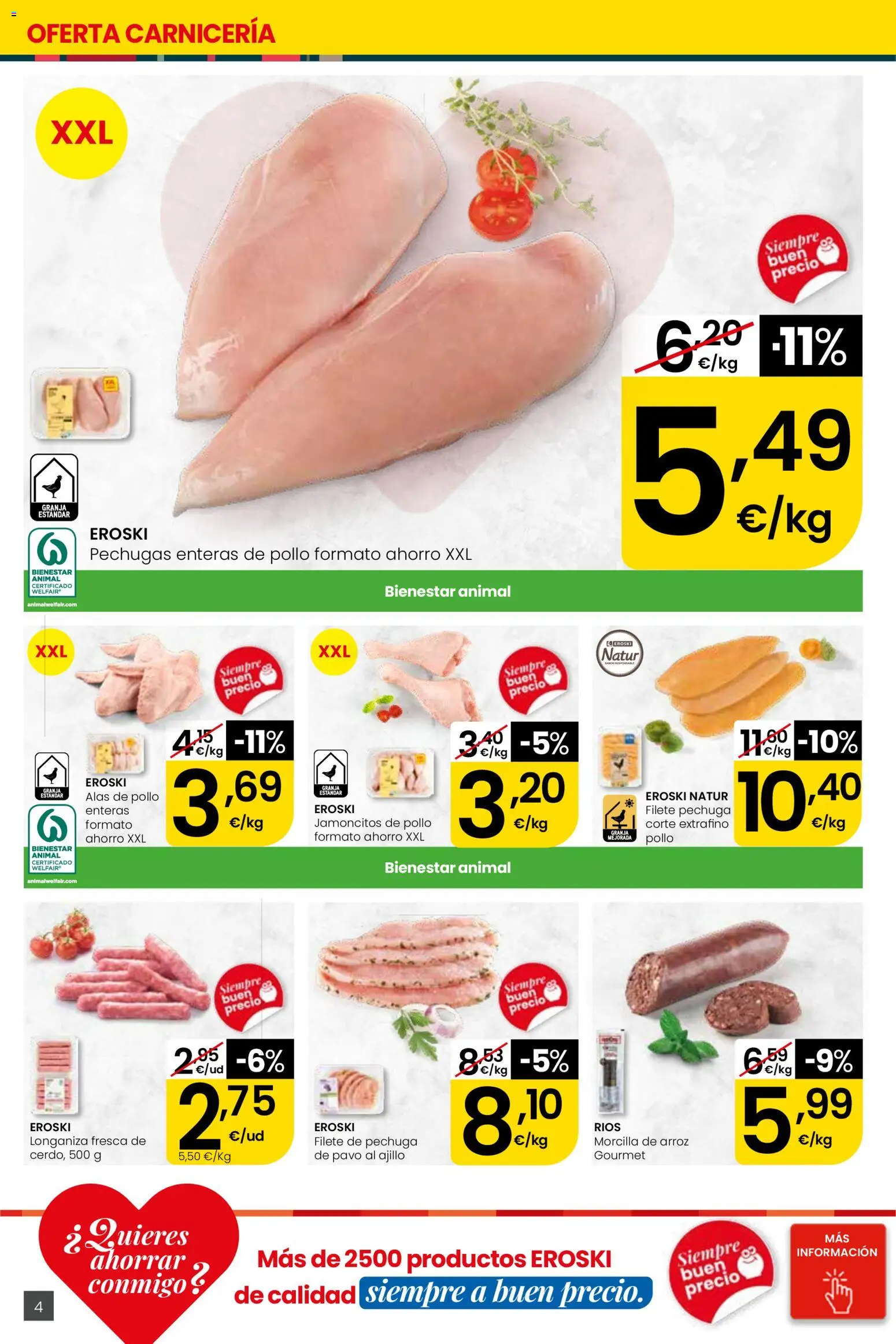 Eroski Quieres ahorrar conmigo Center │ válido desde el 16.04.2026 | Página: 4 | Productos: Arroz, Longaniza, Filete