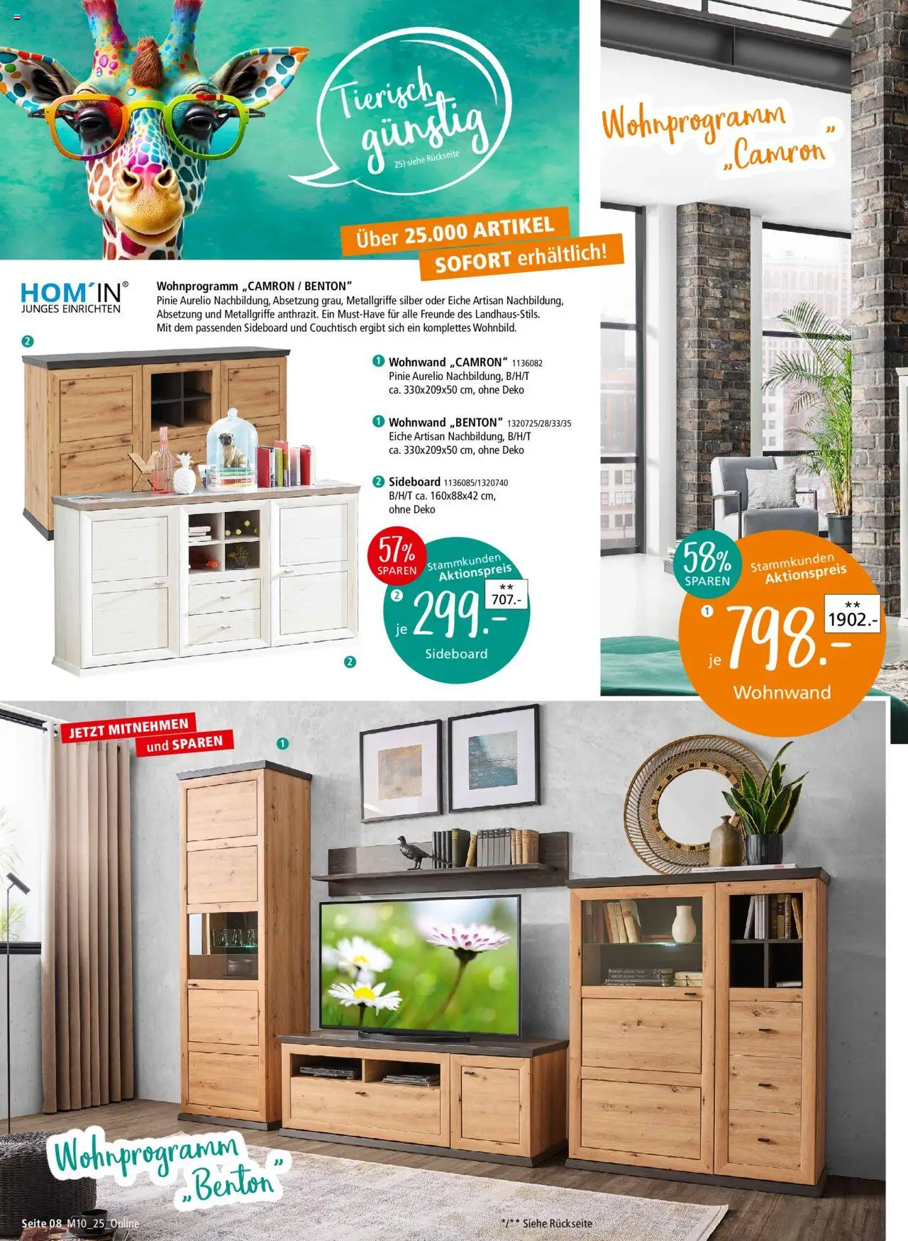 Zurbrüggen - Junges Wohnen - gültig ab dem 09.08.2025 | Seite: 8 | Produkte: Sideboard, Wohnwand, Couchtisch