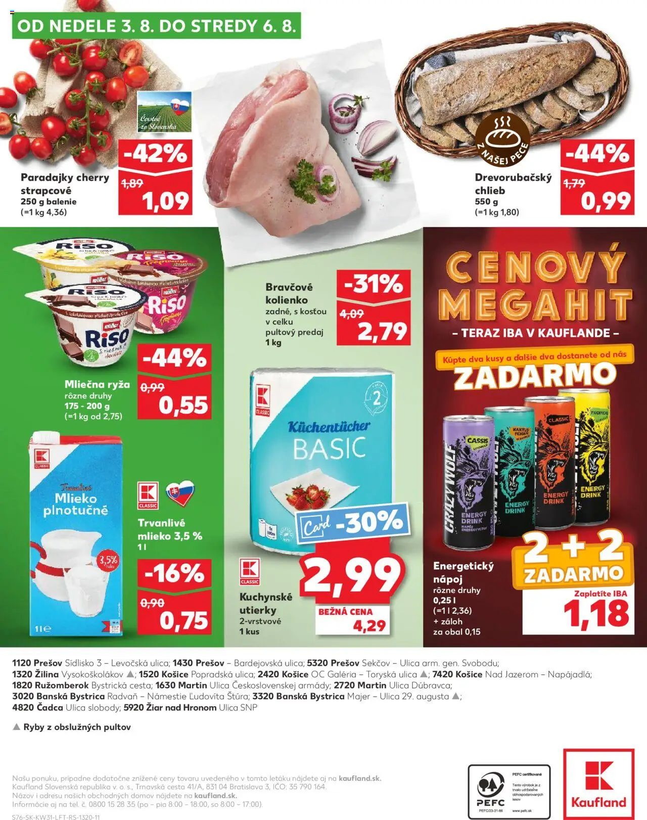 Kaufland Banská Bystrica-Majer │ platný od 31.07.2025 | Strana: 76 | Produkty: Paradajky, Ryža, Trvanlivé mlieko, Energetický nápoj