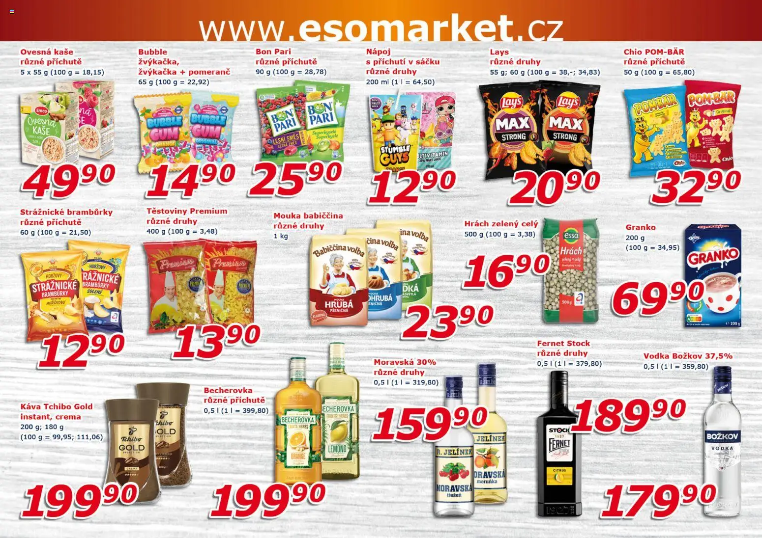 Eso market leták od 18.02.2026 | Strana: 6 | Produkty: Hrách, Vodka, Granko, Jelínek