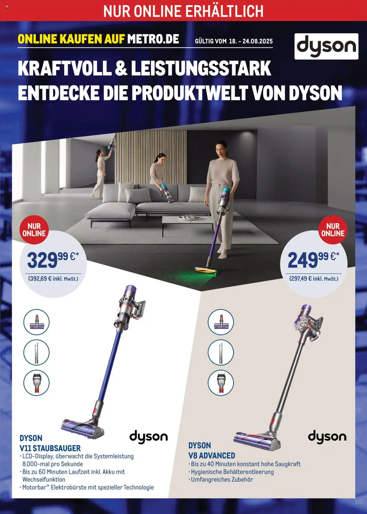 Metro Online: Dyson-Angebote - gültig ab dem 18.08.2025 | Seite: 1 | Produkte: Dyson, Staubsauger